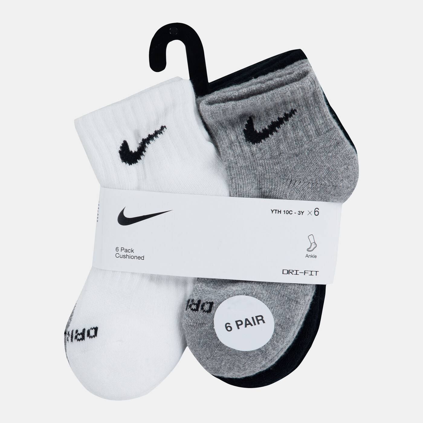 Kids' Dri-FIT Performance Basics Ankle Socks (6 Pairs)