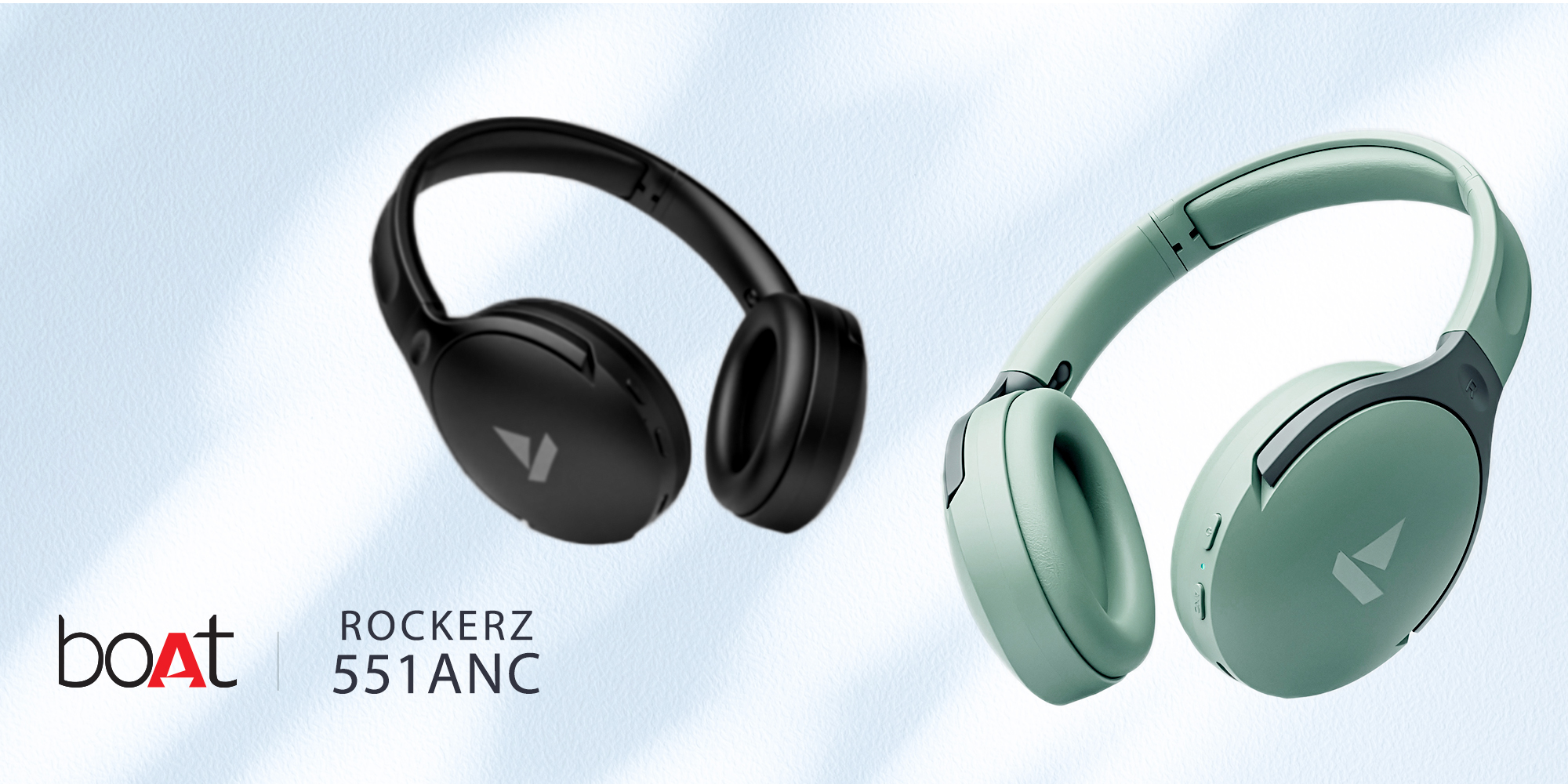Rockerz 551 ANC Over Ear Headphones w/ Hybrid Active Noise Cancellation, Up to 100H Playtime, ASAP Charge, Ambient Sound Mode & Dual EQ Modes, ENx Technology Sage Green