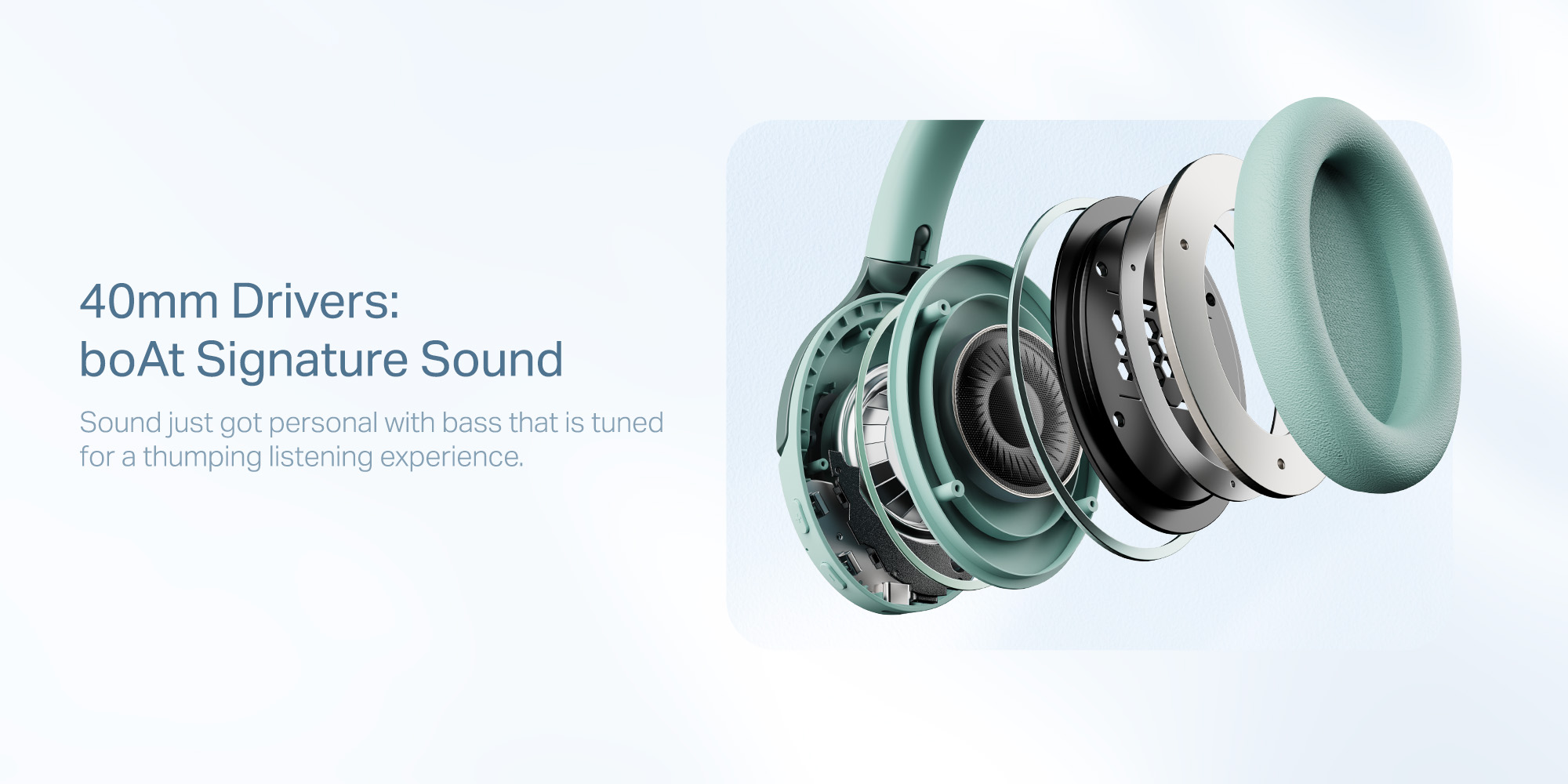 Rockerz 551 ANC Over Ear Headphones w/ Hybrid Active Noise Cancellation, Up to 100H Playtime, ASAP Charge, Ambient Sound Mode & Dual EQ Modes, ENx Technology Sage Green