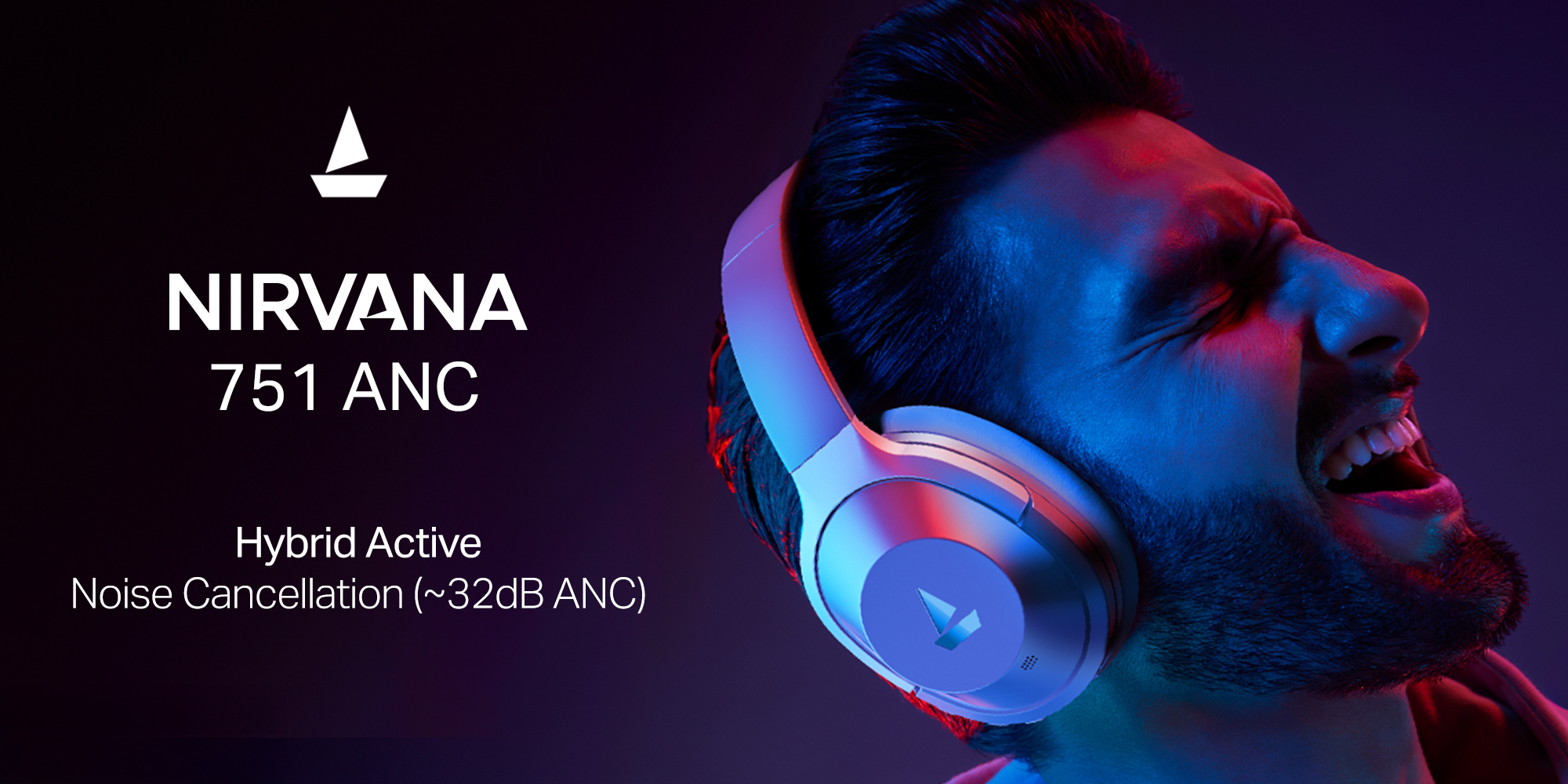 Nirvana 751 ANC w/ Hybrid Active Noise Cancellation(~33dB), 65Hrs Battery, Fast Charge, Ambient Mode, Integrated Controls, Bluetooth Headphones with Mic Sterling Silver
