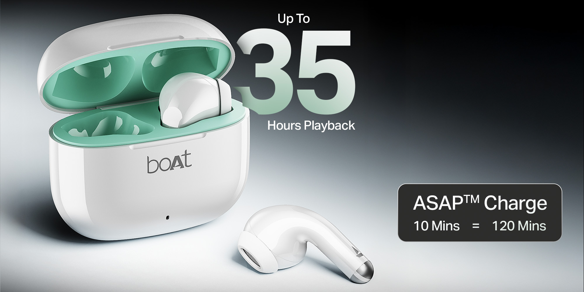 Airdopes 101v2 w/ Dual Mic ENx Tech, 35Hrs Playtime, Beast Mode (50ms Low Latency), IWP Tech, IPX4, Bluetooth v5.4 Smoke White