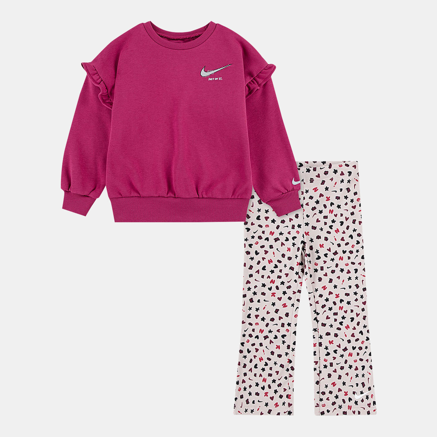 Kids' Essentials Printed Sweatshirt And Pants Femme Set