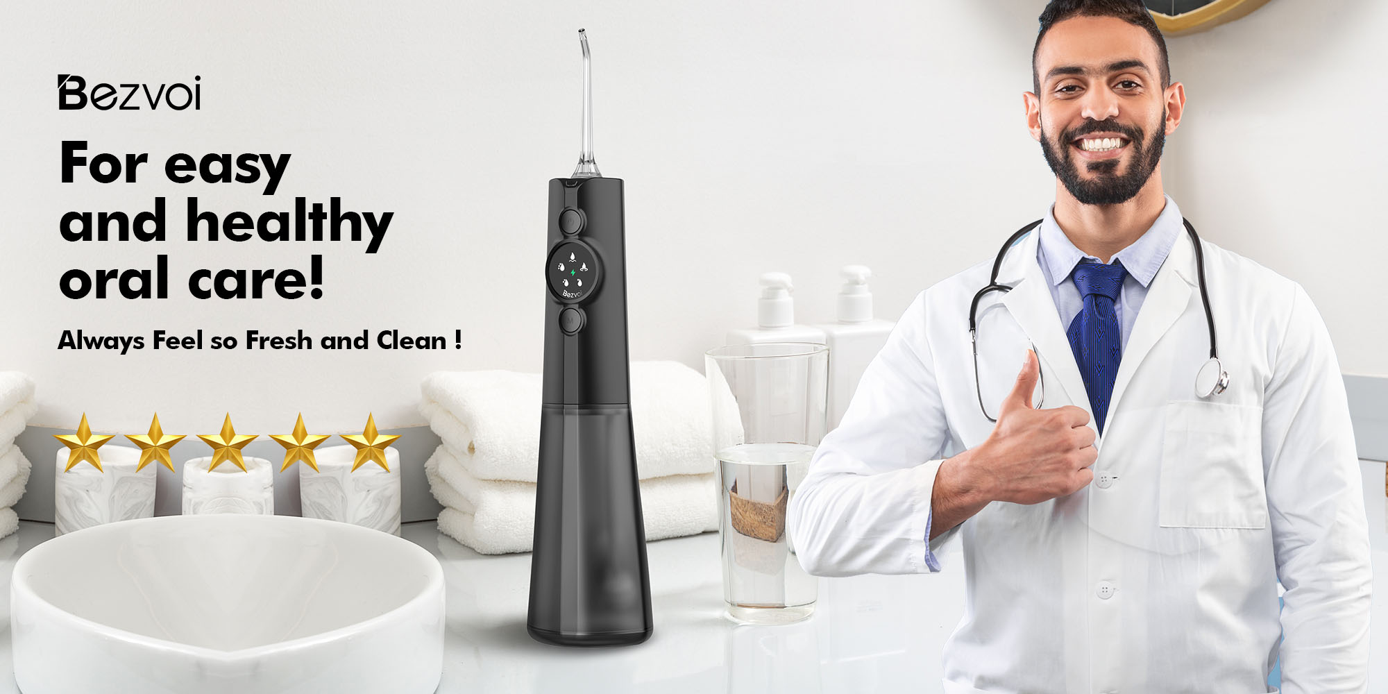 Water Dental Flosser Cordless: Water Floss Teeth Pick LED Display 5 Modes, 300ML Water Tank, IPX7 Waterproof Portable Oral Irrigator with 6 Jet Tips for Travel, Home (Black)