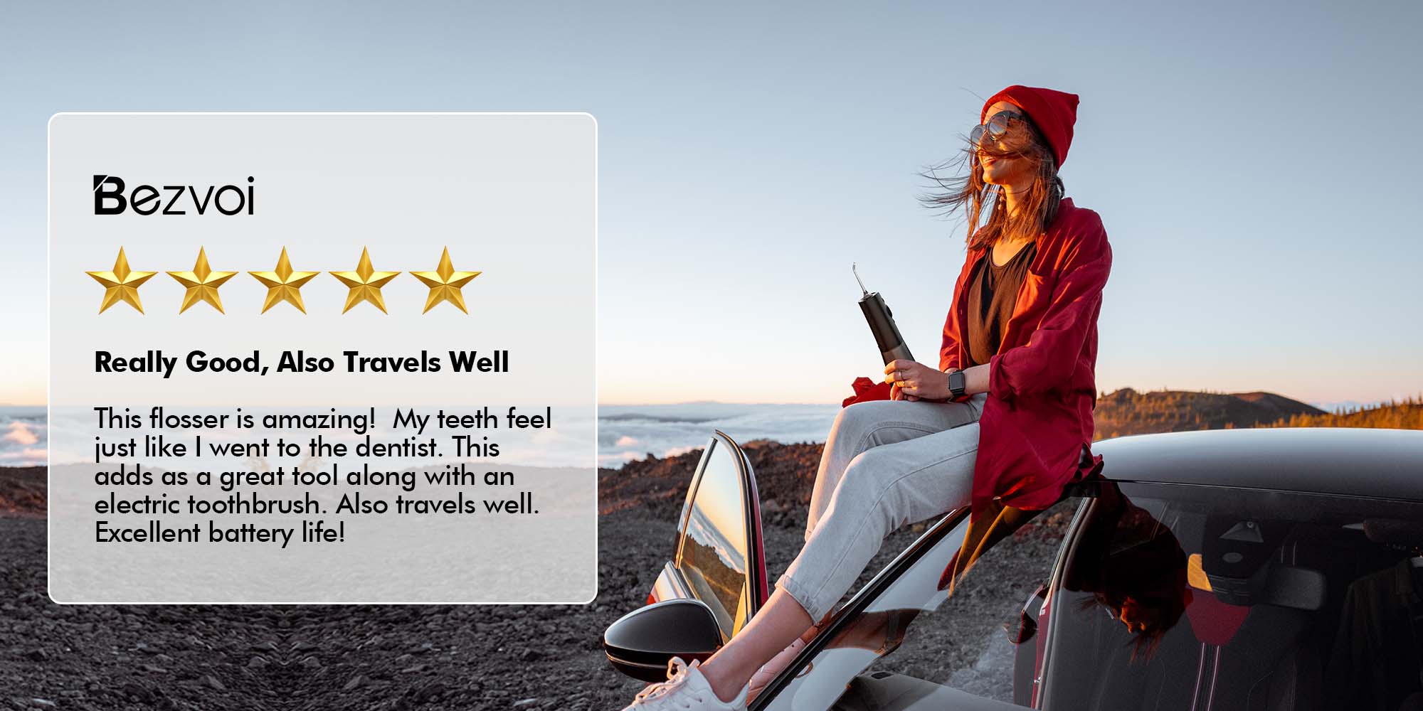 Water Dental Flosser Cordless: Water Floss Teeth Pick LED Display 5 Modes, 300ML Water Tank, IPX7 Waterproof Portable Oral Irrigator with 6 Jet Tips for Travel, Home (Black)