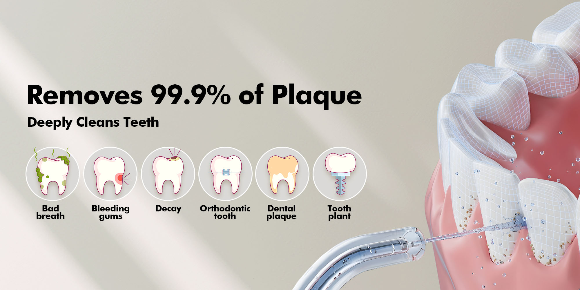 Water Dental Flosser Cordless: Water Floss Teeth Pick LED Display 5 Modes, 300ML Water Tank, IPX7 Waterproof Portable Oral Irrigator with 6 Jet Tips for Travel, Home (Black)