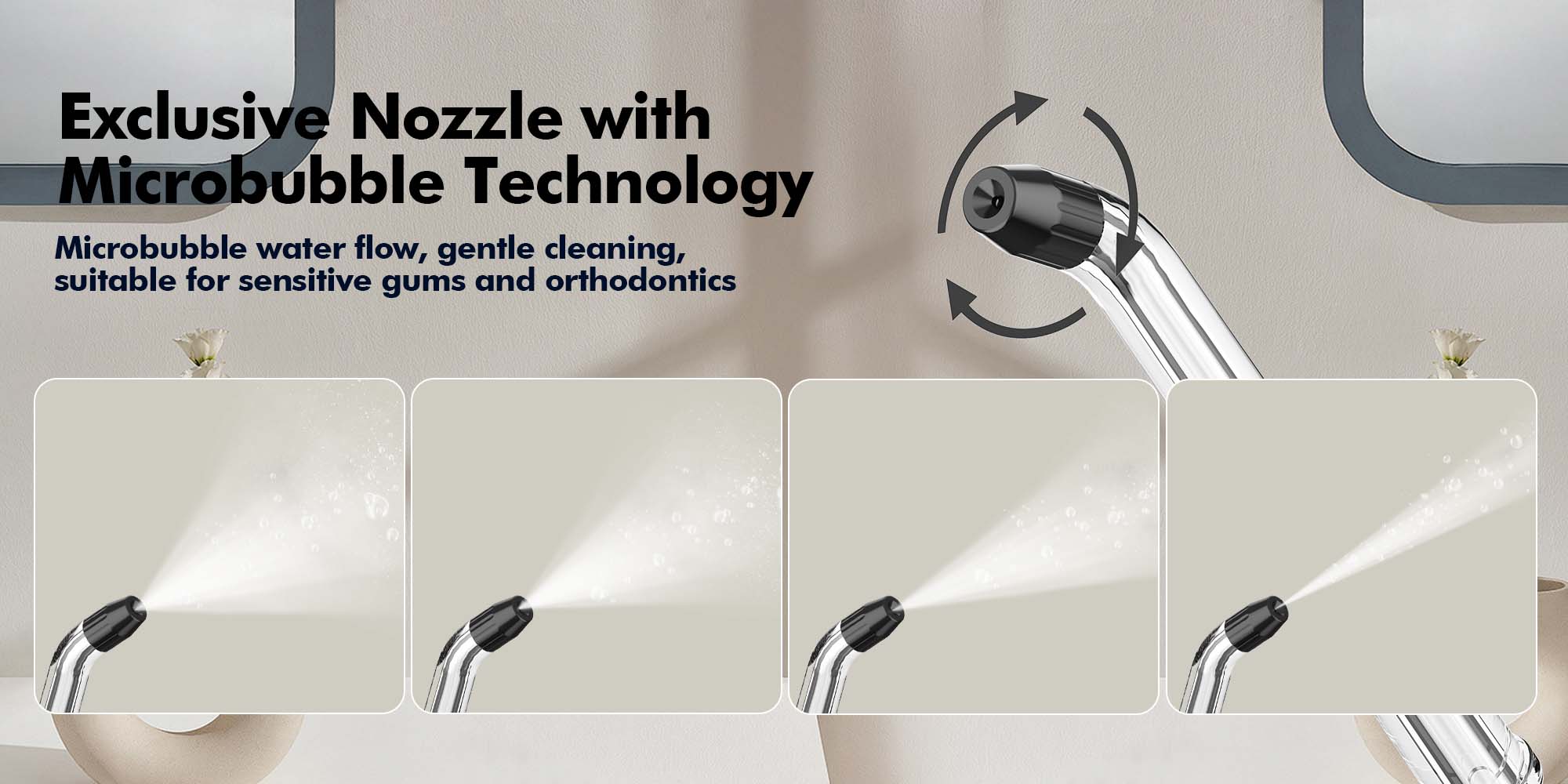 Water Dental Flosser Cordless: Water Floss Teeth Pick LED Display 5 Modes, 300ML Water Tank, IPX7 Waterproof Portable Oral Irrigator with 6 Jet Tips for Travel, Home (Black)