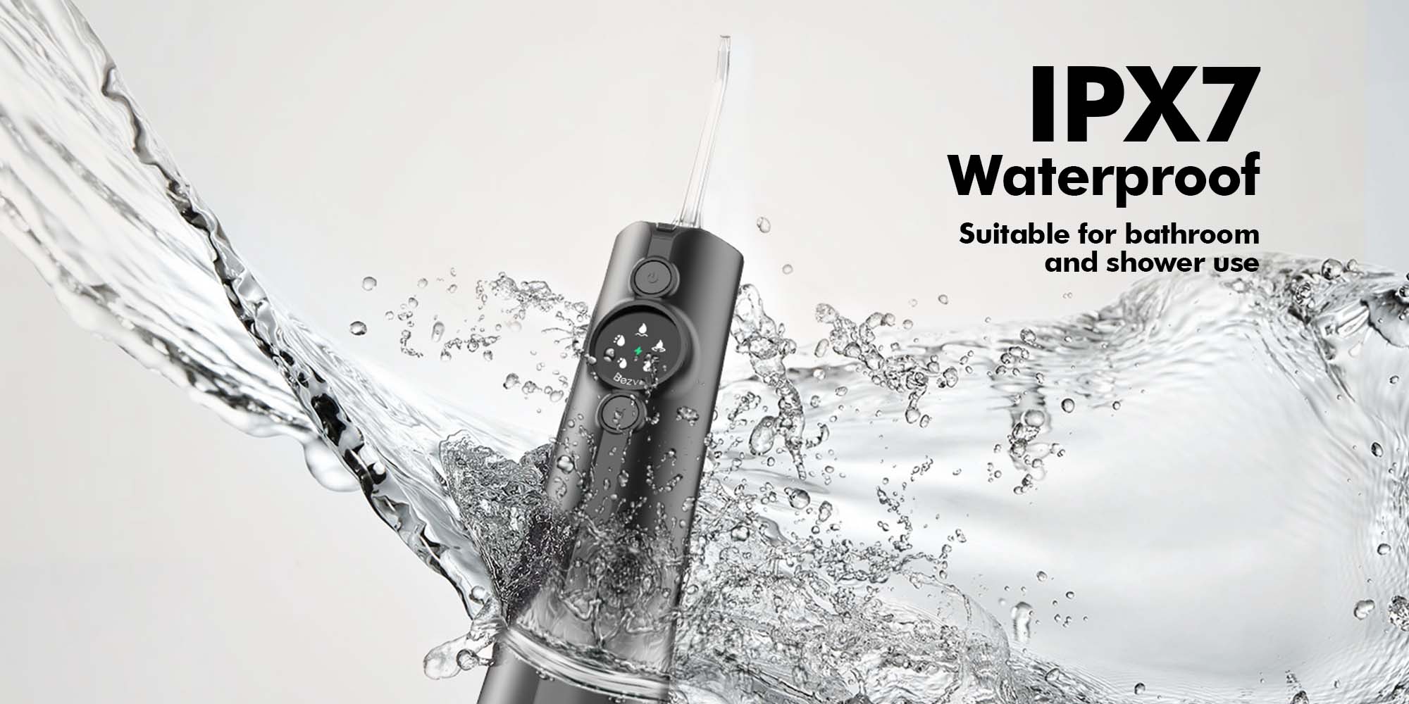 Water Dental Flosser Cordless: Water Floss Teeth Pick LED Display 5 Modes, 300ML Water Tank, IPX7 Waterproof Portable Oral Irrigator with 6 Jet Tips for Travel, Home (Black)