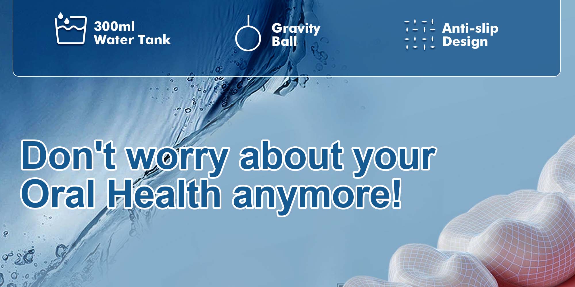 Water Dental Flosser Cordless: Water Floss Teeth Pick LED Display 5 Modes, 300ML Water Tank, IPX7 Waterproof Portable Oral Irrigator with 6 Jet Tips for Travel, Home