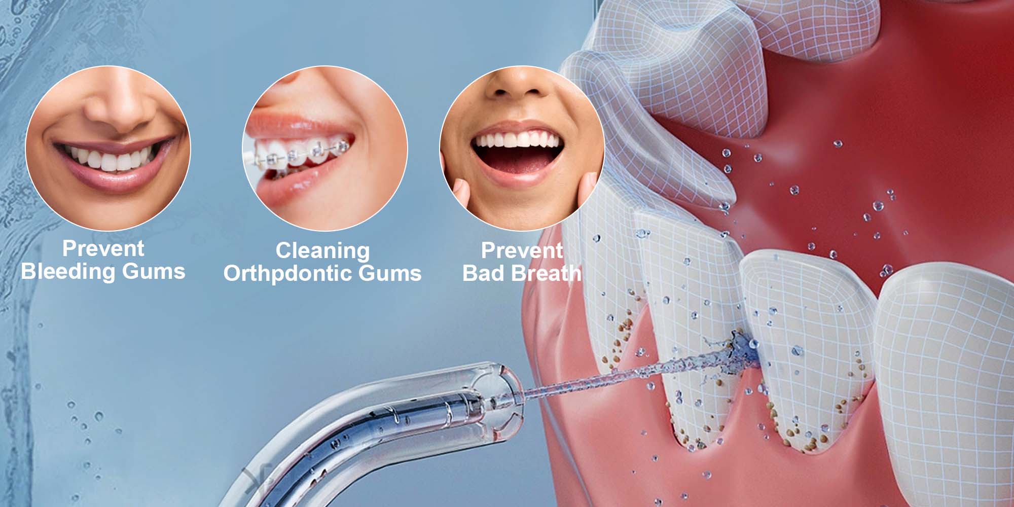 Water Dental Flosser Cordless: Water Floss Teeth Pick LED Display 5 Modes, 300ML Water Tank, IPX7 Waterproof Portable Oral Irrigator with 6 Jet Tips for Travel, Home