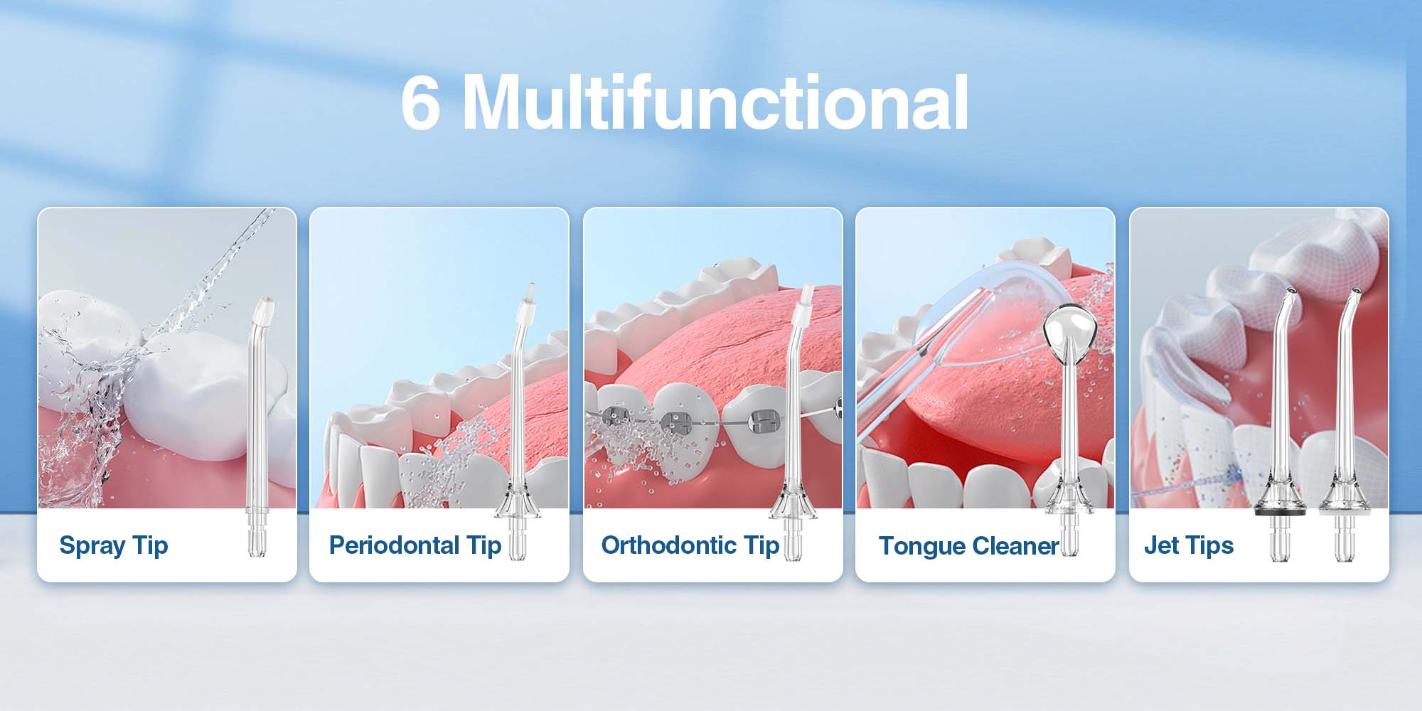 Water Dental Flosser Cordless: Water Floss Teeth Pick LED Display 5 Modes, 300ML Water Tank, IPX7 Waterproof Portable Oral Irrigator with 6 Jet Tips for Travel, Home