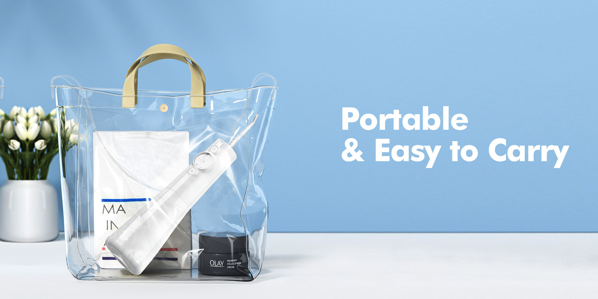 Water Dental Flosser Cordless: Water Floss Teeth Pick LED Display 5 Modes, 300ML Water Tank, IPX7 Waterproof Portable Oral Irrigator with 6 Jet Tips for Travel, Home