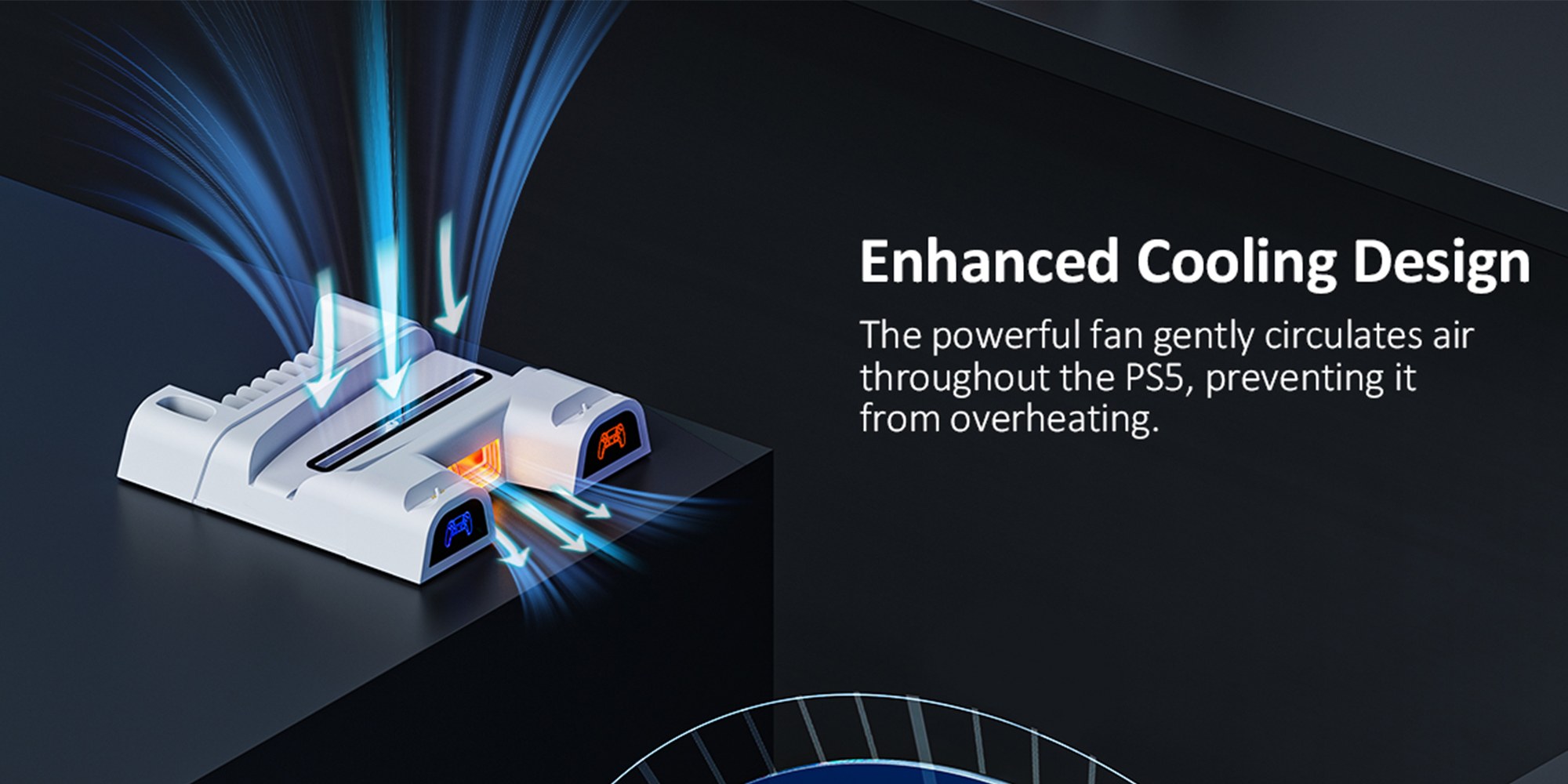 PS5/Slim/Pro Cooling Stand for Disc & Digital Console, PS5 Controller Charger with 3 Level Fan and 11Pcs Game Storage, PS5/Slim/Pro Accessories