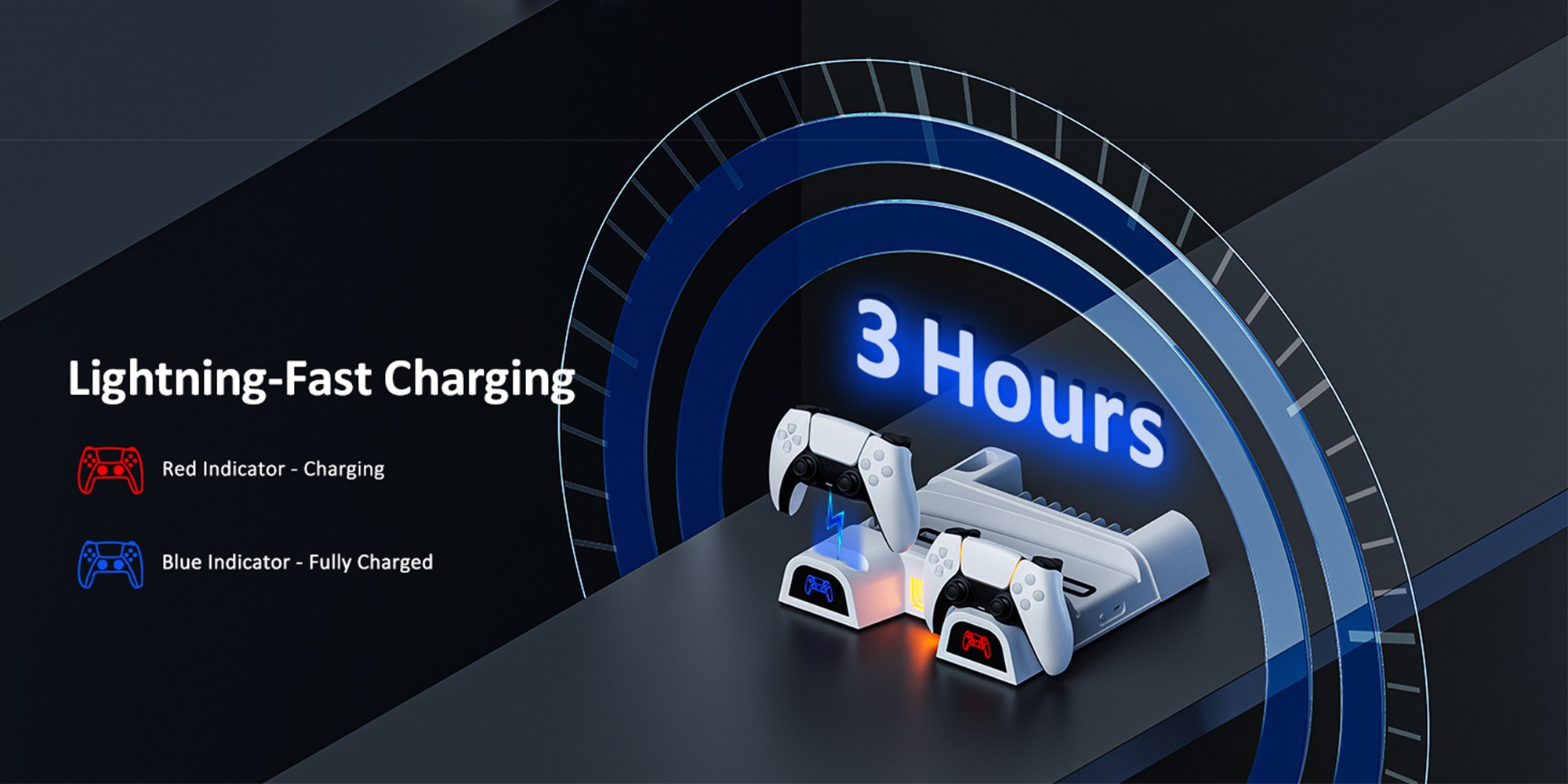 PS5/Slim/Pro Cooling Stand for Disc & Digital Console, PS5 Controller Charger with 3 Level Fan and 11Pcs Game Storage, PS5/Slim/Pro Accessories