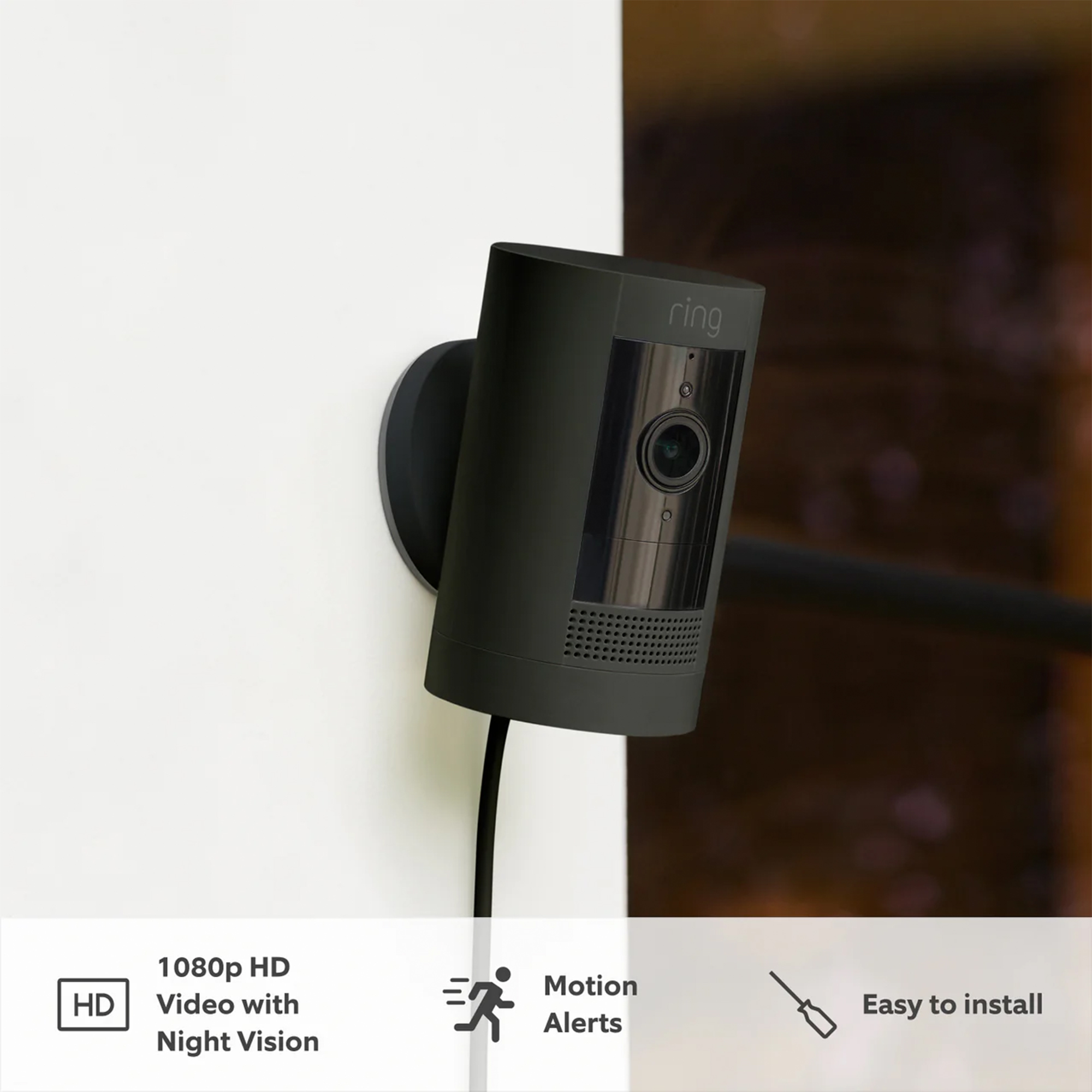 Ring Outdoor Camera Plug-In (Stick Up Cam) | HD outdoor Security Camera with 1080p video, Two-Way Talk, Wifi, Works with Alexa | alternative to CCTV system | 30-day free trial of Ring Home