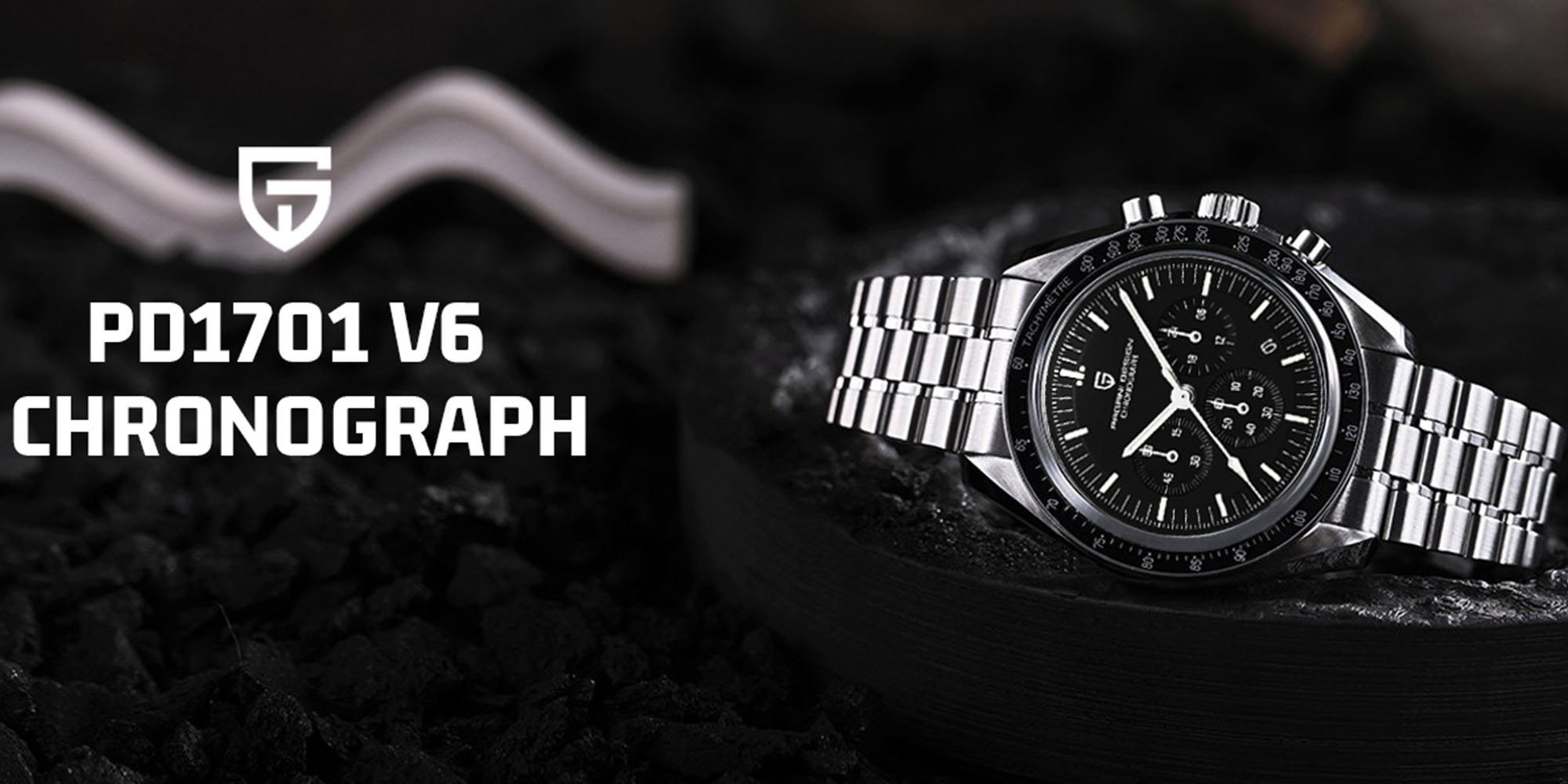 Men's Quartz Watches Chronograph Stainless Steel Waterproof Sports Wrist Watch for Men Sapphire Glass PD-1701