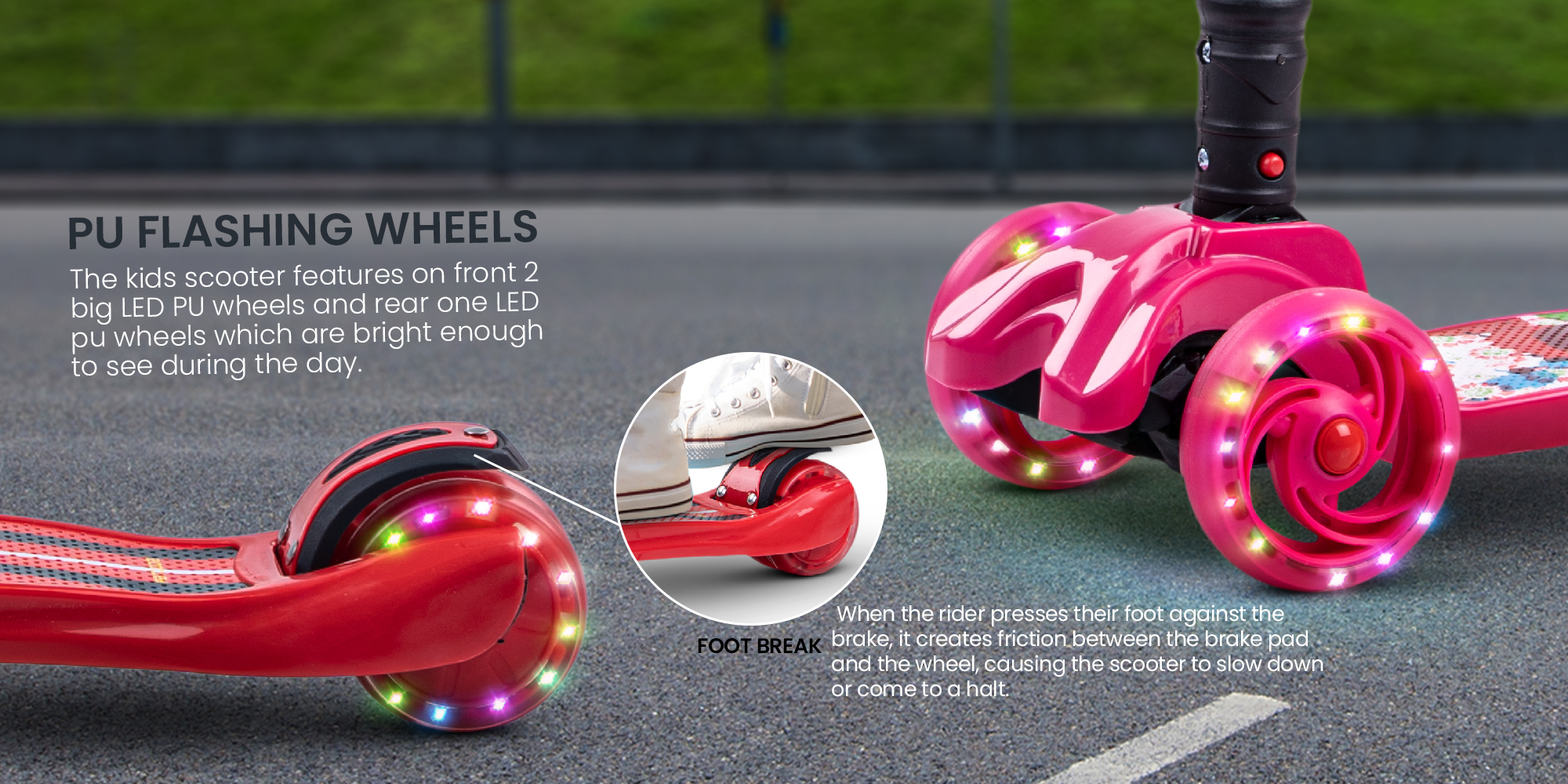 Baybee Flash Skate Scooter for Kids 3 Wheel Kids Scooter with Foldable 4 Height Adjustable Handle Baby Scooter with LED Wheels Smart Kick Scooter for Baby Scooter for Kids 3 to 10 Years Boy Girl Black