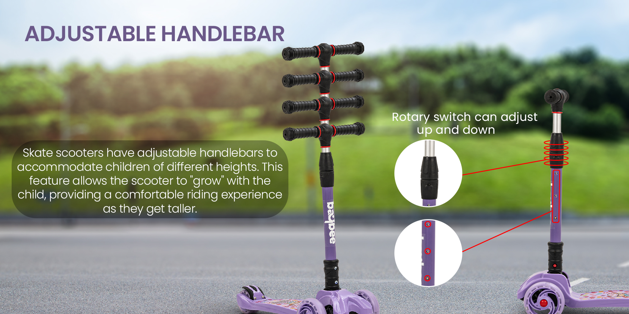 Baybee Flash Skate Scooter for Kids 3 Wheel Kids Scooter with Foldable 4 Height Adjustable Handle Baby Scooter with LED Wheels Smart Kick Scooter for Baby Scooter for Kids 3 to 10 Years Boy Girl Black