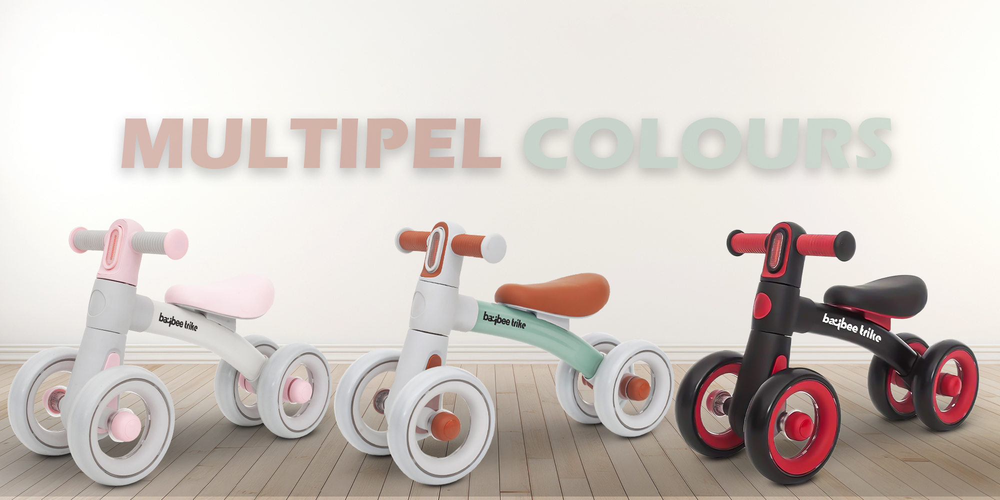 Kids Balance Bike Tricycles for Kids, 4 Wheels Toddlers Bike Ride on Toy with Widened EVA Wheels & Led Light Indoor Outdoor Play Baby Balance Cycle for Kids 12 to 24 Months Boys Girls Pink