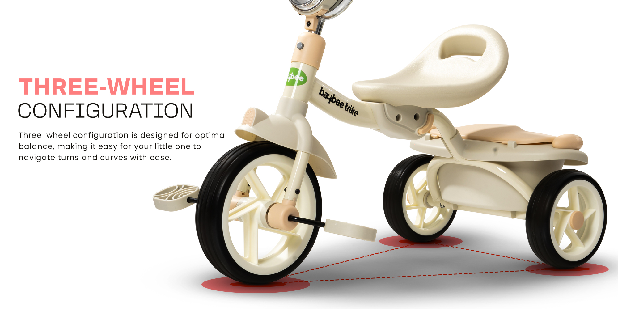 Baybee Flyer Tricycle for Kids Toddler Foldable Tricycle with Back Stroge & Head light for 2 to 5 Years Boys and Girls Kids Trike