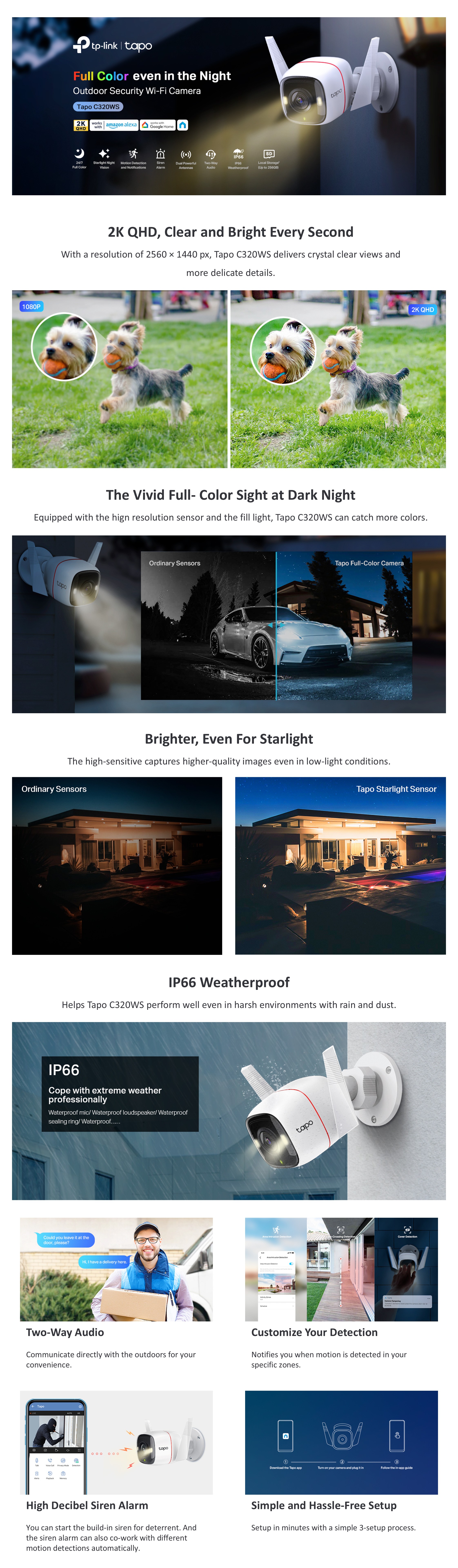 Tapo C320WS Outdoor Security Wi-Fi Smart Camera 2k QHD