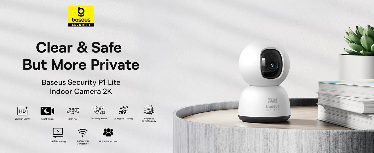 3MP 2K WiFi Indoor Security Camera with Pan Tilt, 8x Digital Zoom, 2-Way Audio, Night Vision, Motion Detection, Baby Monitor, Support Micro SD Card up to 256GB, Compatible with Google Assistant and Amazon Alexa, Remote Management via APP, Smart Home Monitoring, CCTV Camera for Home Security