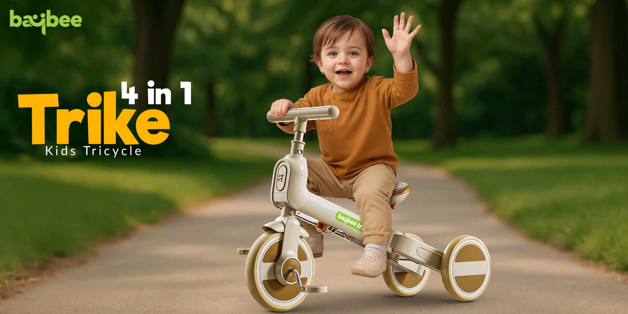Novak 4 in 1 Convertible Baby Tricycle for Kids, Baby Kids Cycle with 3 Height Adjustable Parental Handle, Balance Bike & Bicycle Mode | Foldable Kids Tricycle Cycle for Kids 1.5 to 5 Years Brown