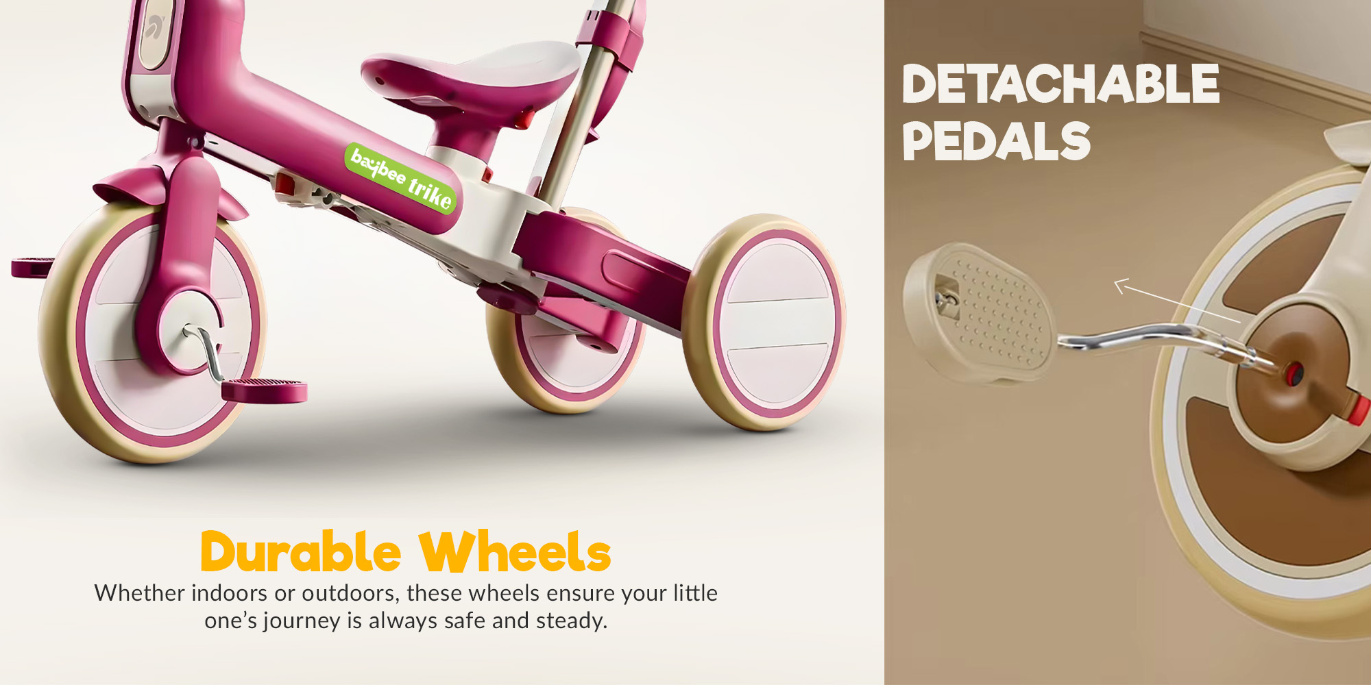 Novak 4 in 1 Convertible Baby Tricycle for Kids, Baby Kids Cycle with 3 Height Adjustable Parental Handle, Balance Bike & Bicycle Mode | Foldable Kids Tricycle Cycle for Kids 1.5 to 5 Years Brown