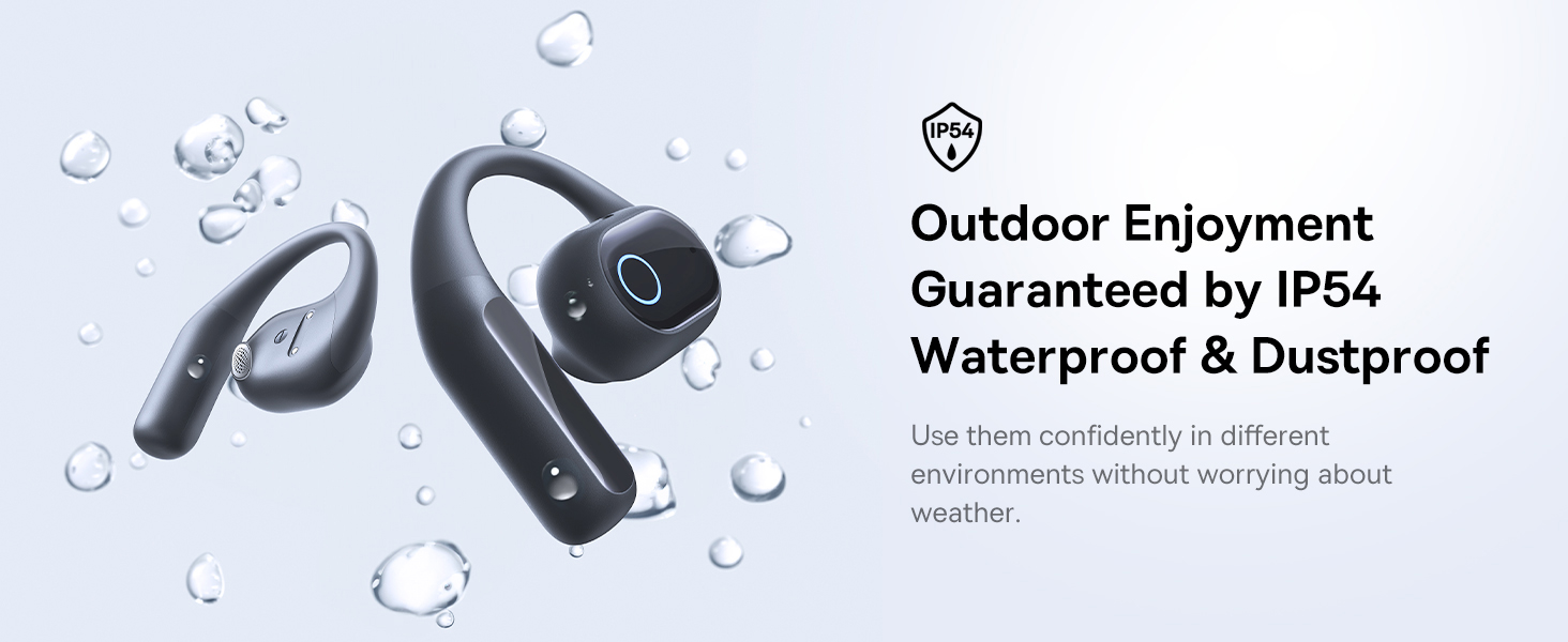 Open-Ear Earphones with Ear Hooks, Wireless Bluetooth 5.4, IP54 Waterproof, Air Conduction Technology, Sports Earbuds for Running, Gym, Cycling, Outdoor Activities, Sweatproof, Comfortable and Secure Fit for Active Lifestyles, Compatible with iOS & Android Devices Moon White