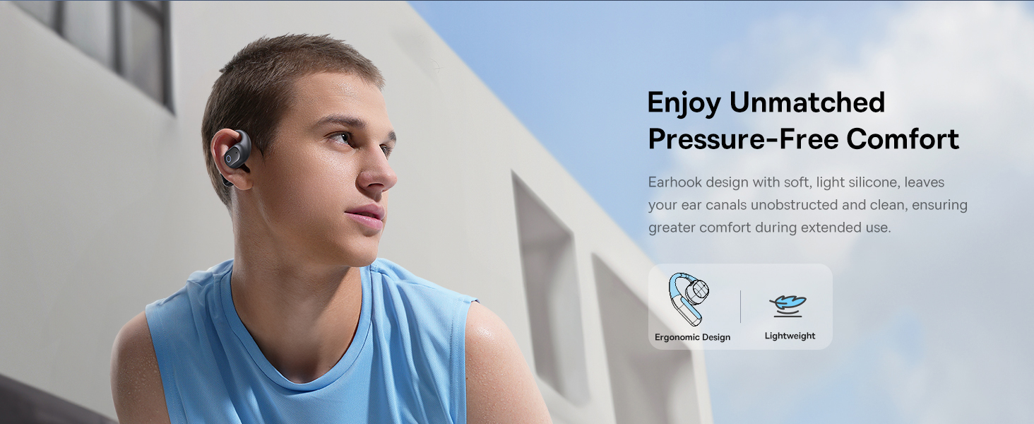 Open-Ear Earphones with Ear Hooks, Wireless Bluetooth 5.4, IP54 Waterproof, Air Conduction Technology, Sports Earbuds for Running, Gym, Cycling, Outdoor Activities, Sweatproof, Comfortable and Secure Fit for Active Lifestyles, Compatible with iOS & Android Devices Cosmic Black