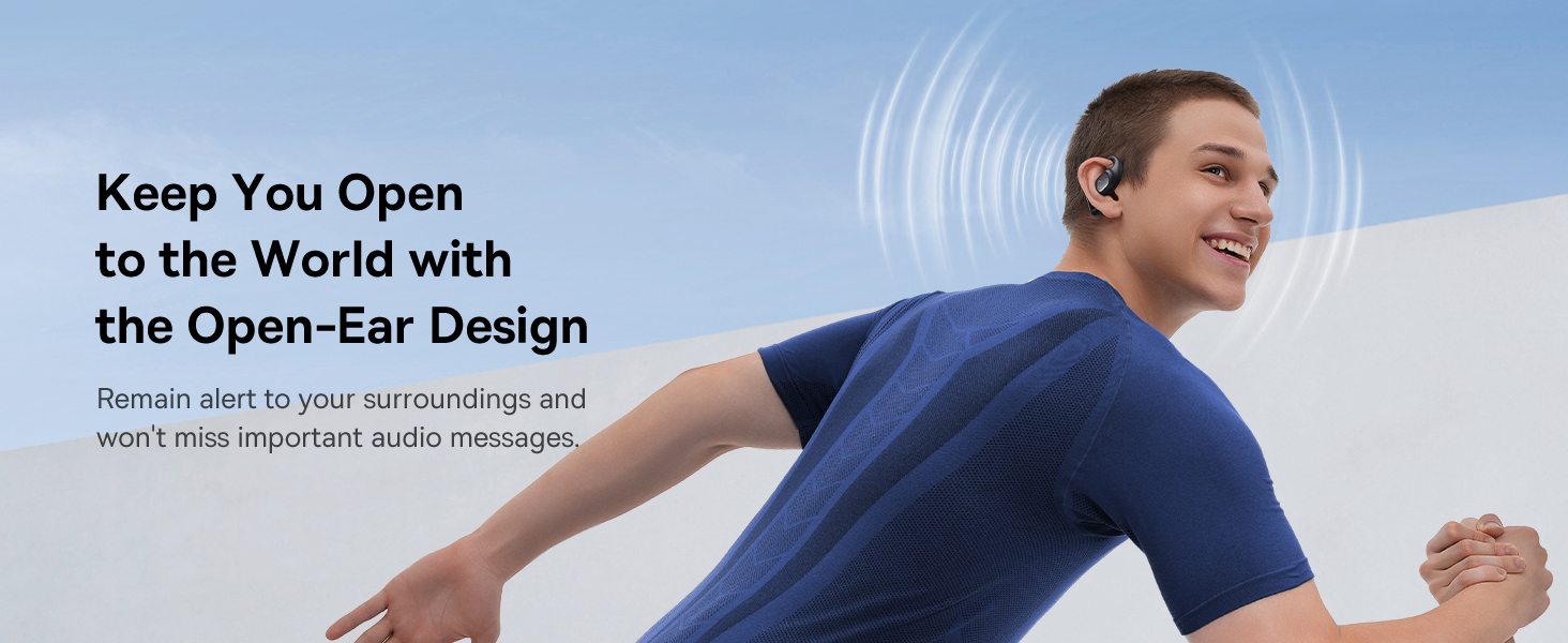 Open-Ear Earphones with Ear Hooks, Wireless Bluetooth 5.4, IP54 Waterproof, Air Conduction Technology, Sports Earbuds for Running, Gym, Cycling, Outdoor Activities, Sweatproof, Comfortable and Secure Fit for Active Lifestyles, Compatible with iOS & Android Devices Cosmic Black