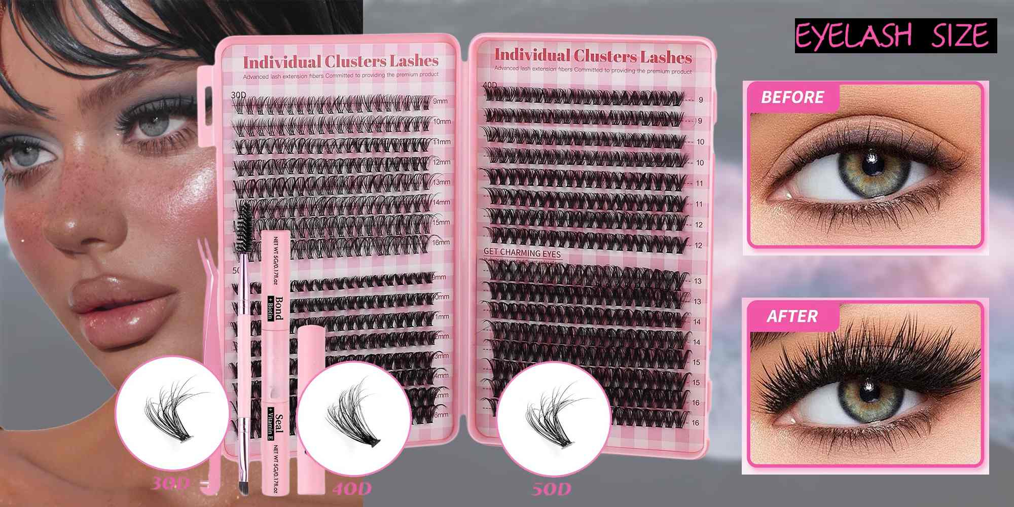 4 Styles DIY Eyelash Extension Kit 640 Clusters, 9-16mm Mixed Individual Lashes Cluster, Natural Curl Personal Eyelash Set, Segmented False Eyelashes, Thick Eyelashes