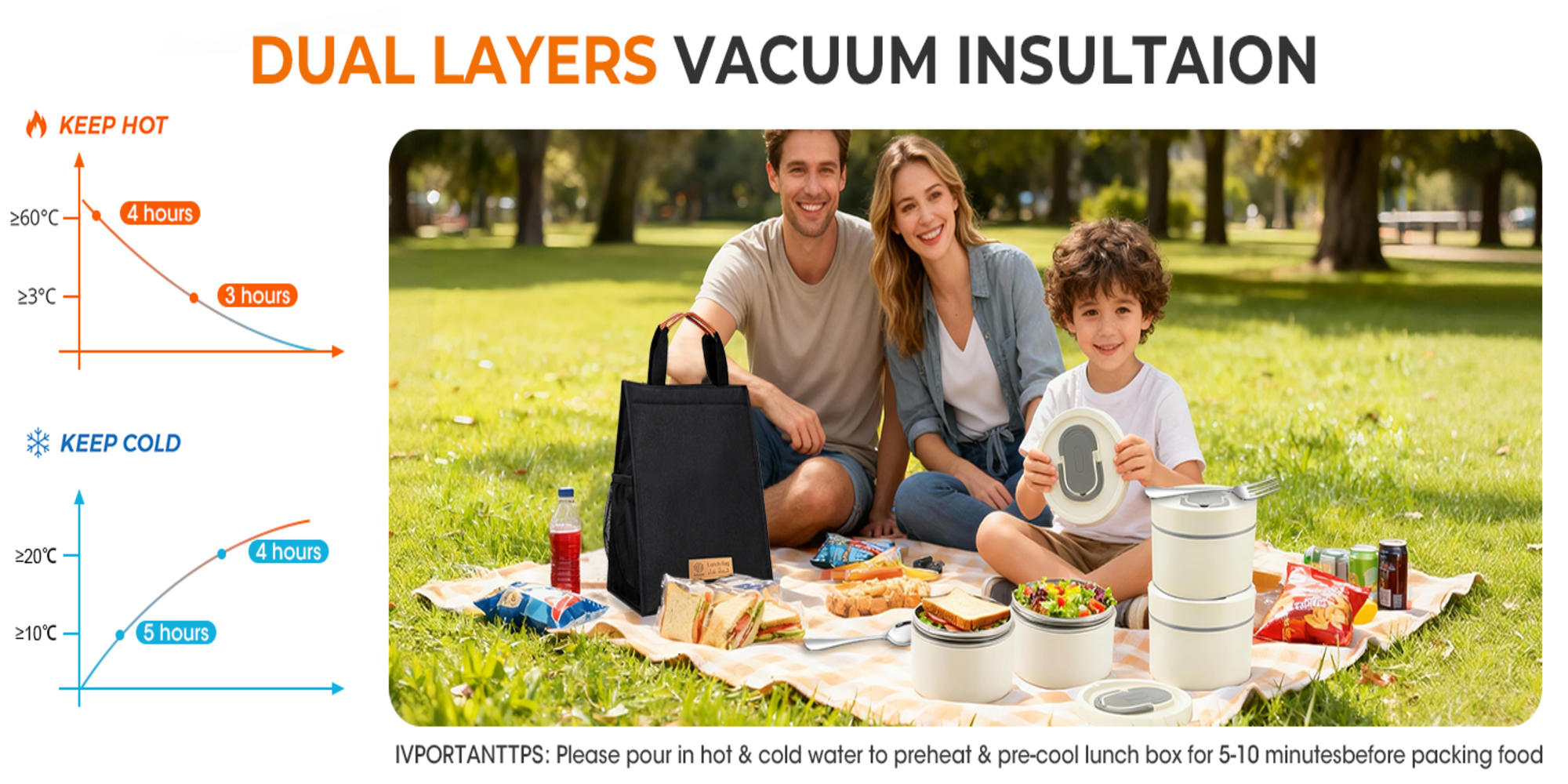 Adando Stainless Steel Lunch Box: 4 * 550ml Microwave-Safe Round Bento Box - 304 Stackable Insulated Leakproof, with Thermal Bag& Cutlery - for Adults Students Office School Picnic Camping (4 Pack)