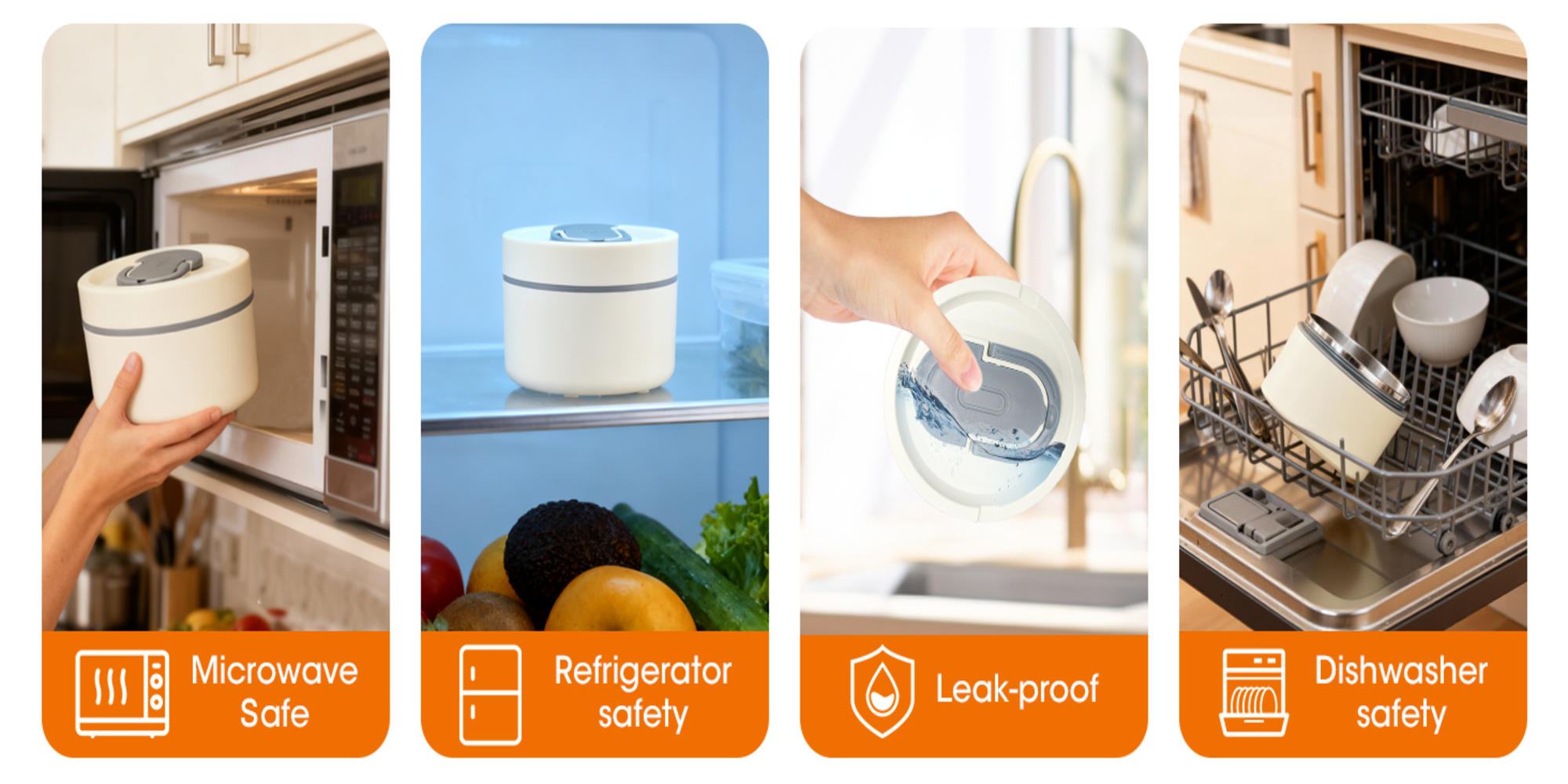 Adando Stainless Steel Lunch Box: 4 * 550ml Microwave-Safe Round Bento Box - 304 Stackable Insulated Leakproof, with Thermal Bag& Cutlery - for Adults Students Office School Picnic Camping (4 Pack)