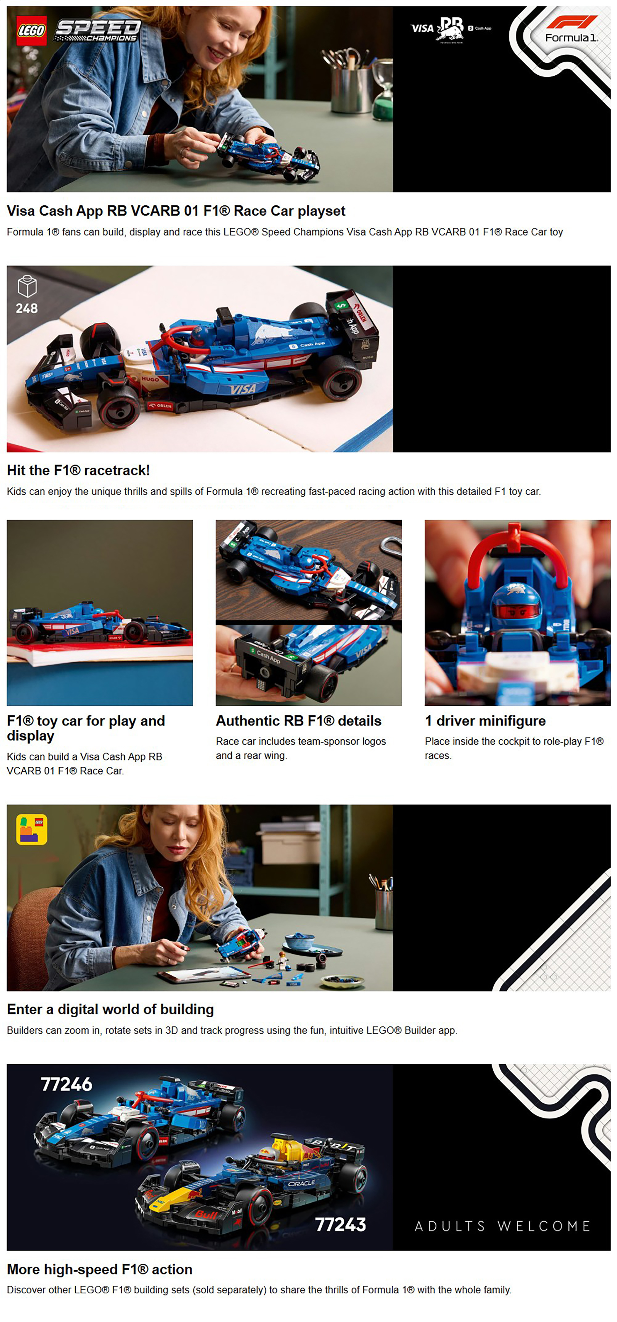Speed Champions Visa Cash App Rb Vcarb 01 F1® Race Car 77246 (248) Pieces