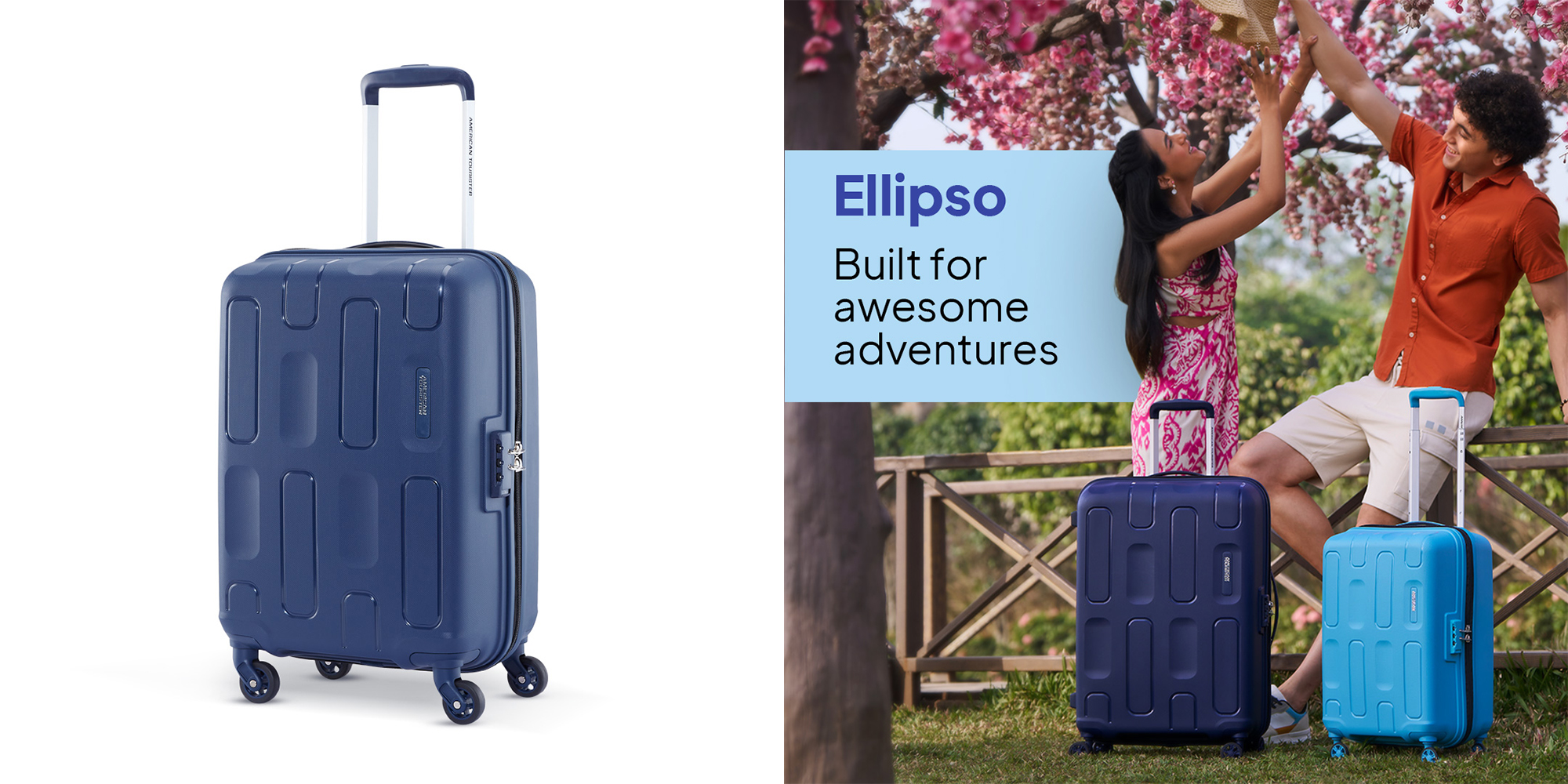 Ellipso Suitcase, Cabin Size 55 cm / 20 inch, 4 Spinner Wheels, Hard Top, Polypropylene, Navy|Lightweight|Scratch Resistant Texture|Shoe & Laundry Bag|TSA Lock - 3 Years International Warranty
