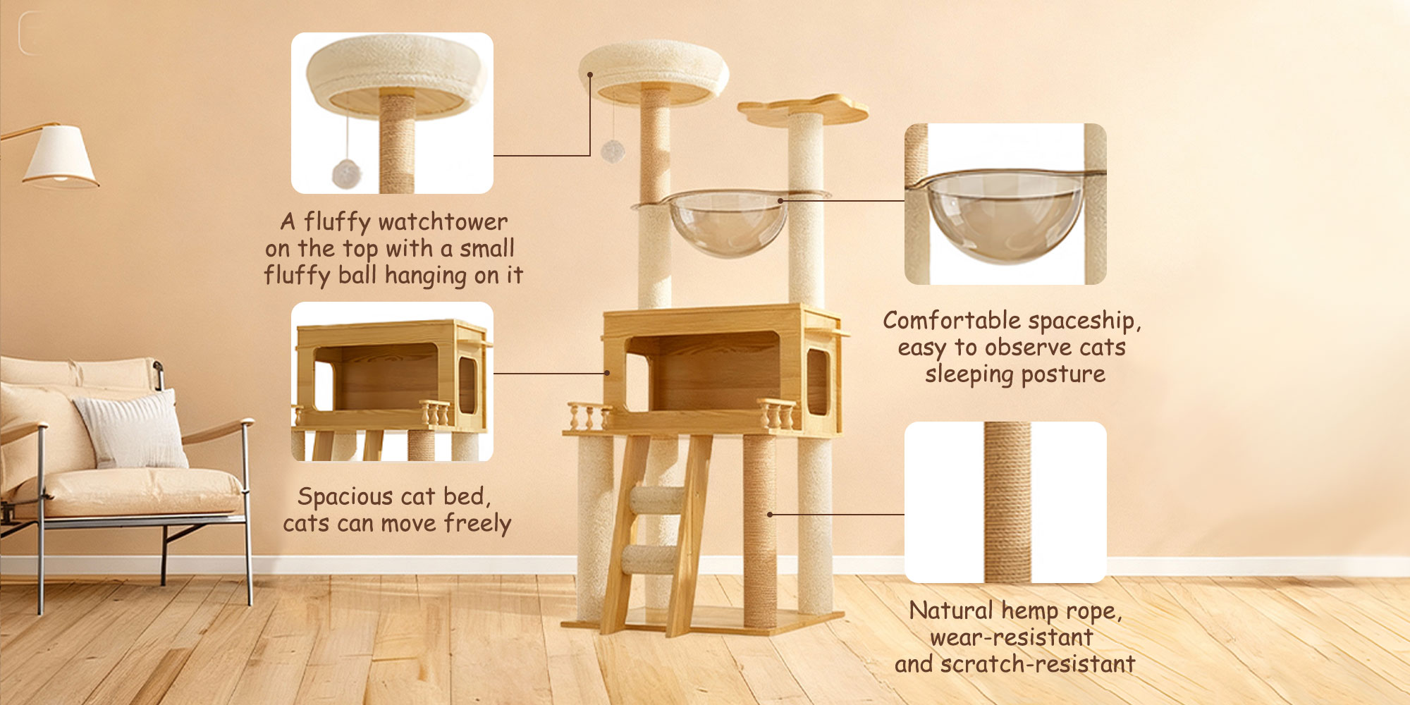 Cat Climbing Frame Multi-level Cat Tower Cat Nest Cat Scratching Board Space Capsule Cat Tree Cat Supplies Pet Cat Toys Pet Supplies