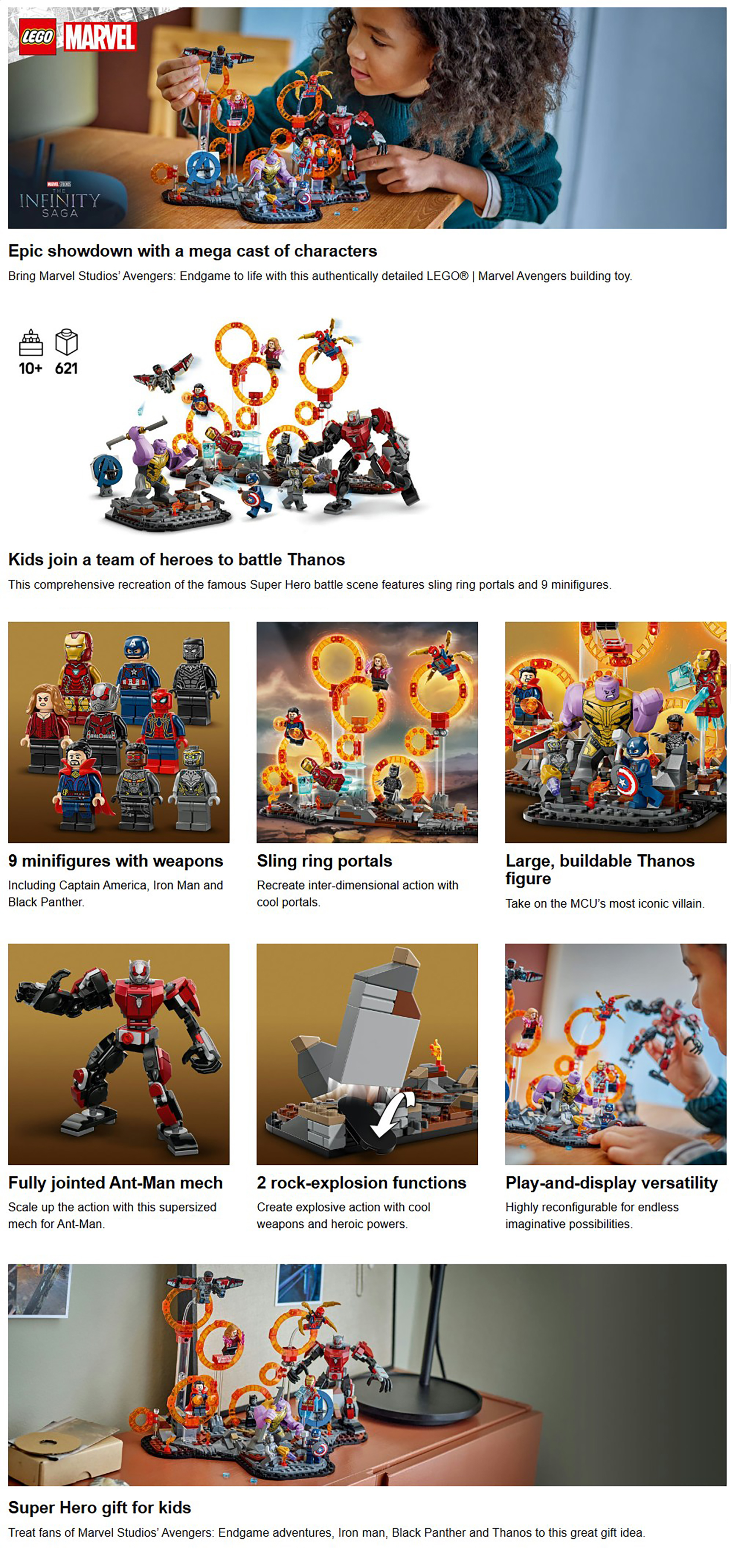 Marvel Avengers: Endgame Final Battle Building Toy 76323 (Age 10+, 621 Pieces)