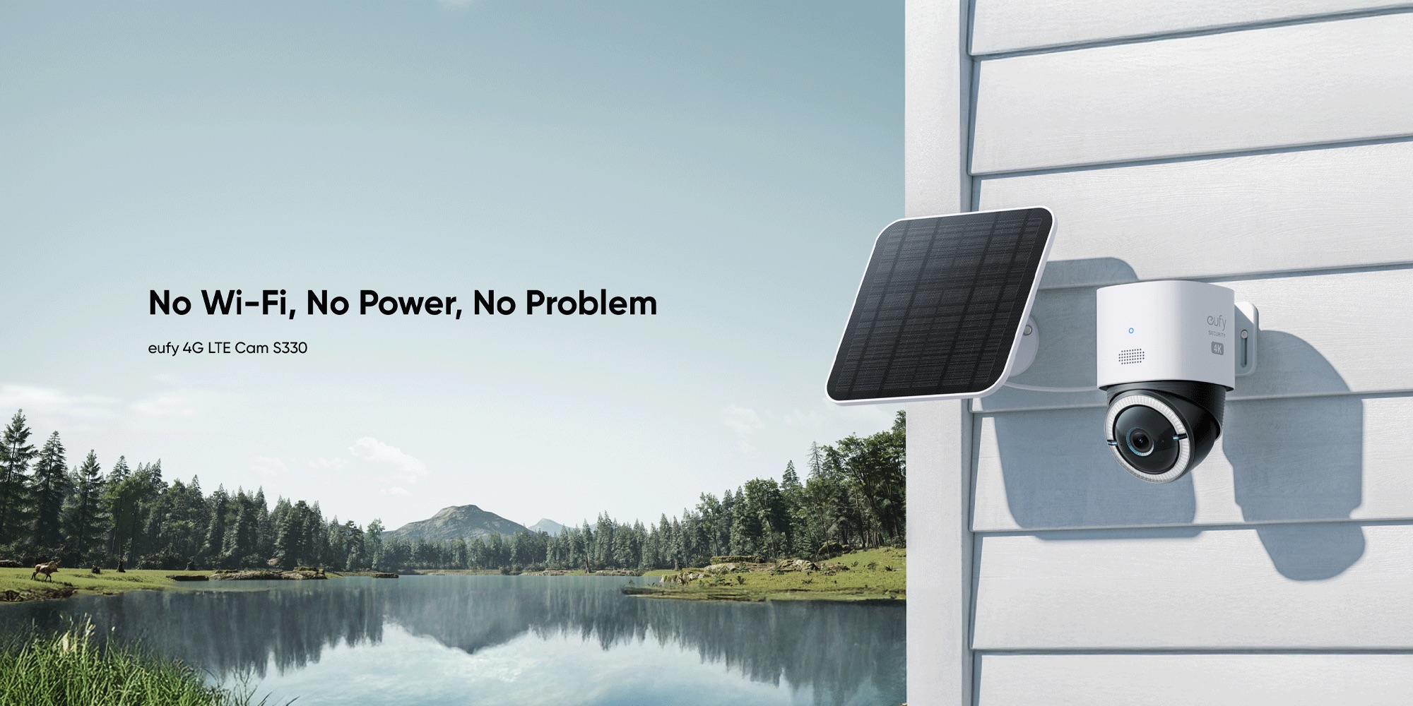 eufy Security 4G LTE Cam S330 with Wi-Fi, 4K UHD Pan Tilt, Wireless, Solar Powered with Solar Panel, AI Human/Vehicle Tracking, with SIM Card