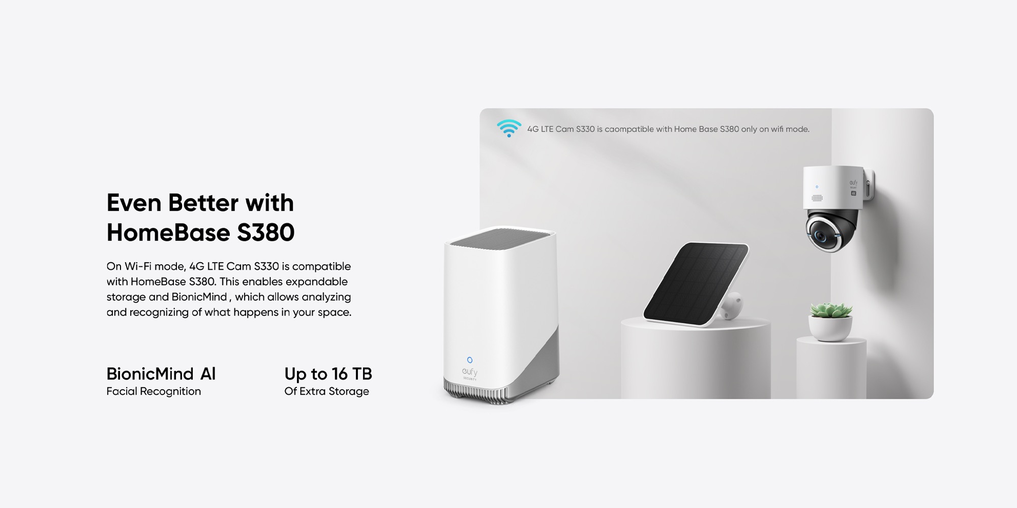 eufy Security 4G LTE Cam S330 with Wi-Fi, 4K UHD Pan Tilt, Wireless, Solar Powered with Solar Panel, AI Human/Vehicle Tracking, with SIM Card