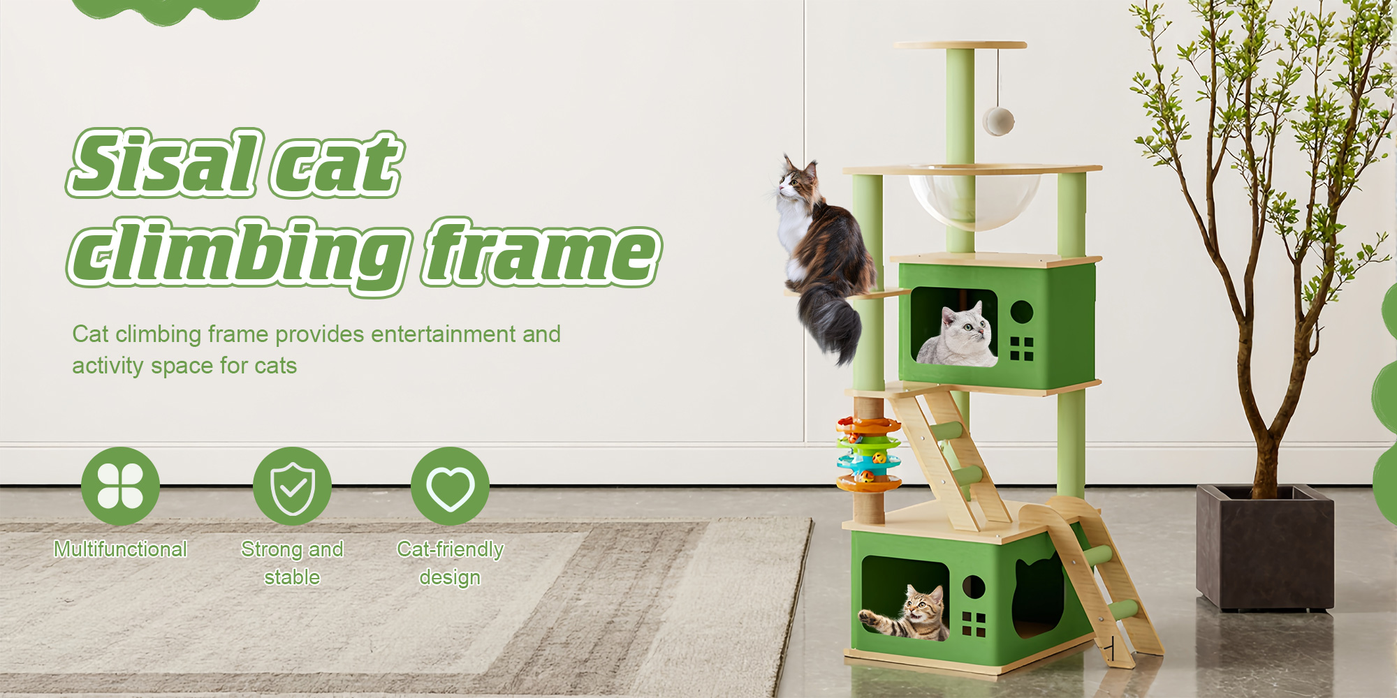 Cat Tree Sisal Scratching Post Cat Climbing Frame with Space Capsule Large Cat Bed Cat Toys