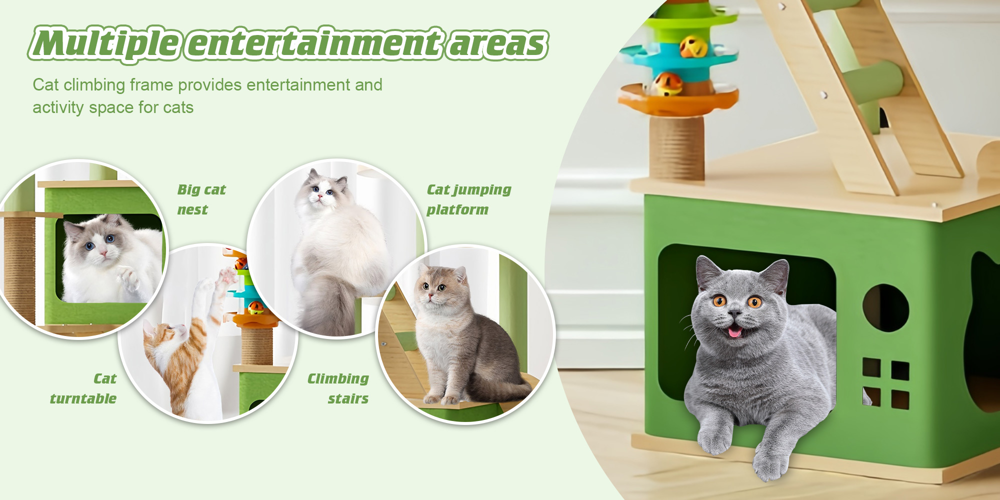 Cat Tree Sisal Scratching Post Cat Climbing Frame with Space Capsule Large Cat Bed Cat Toys