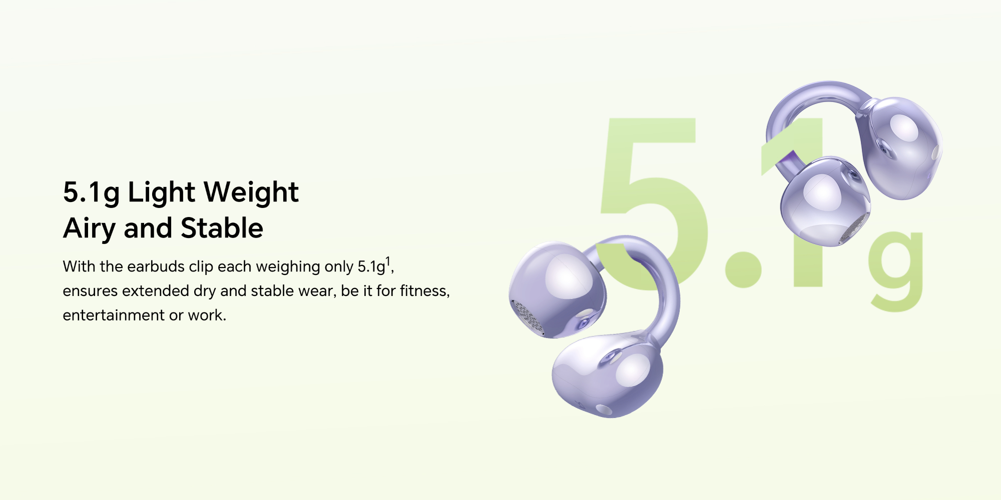 Honor Choice Earbuds CLIP 2 Wireless Earphones, Open-Ear Bluetooth Earbuds, Feather-Like Wearing, 36 Hour Long Battery Life (2025 Model) Purple Purple