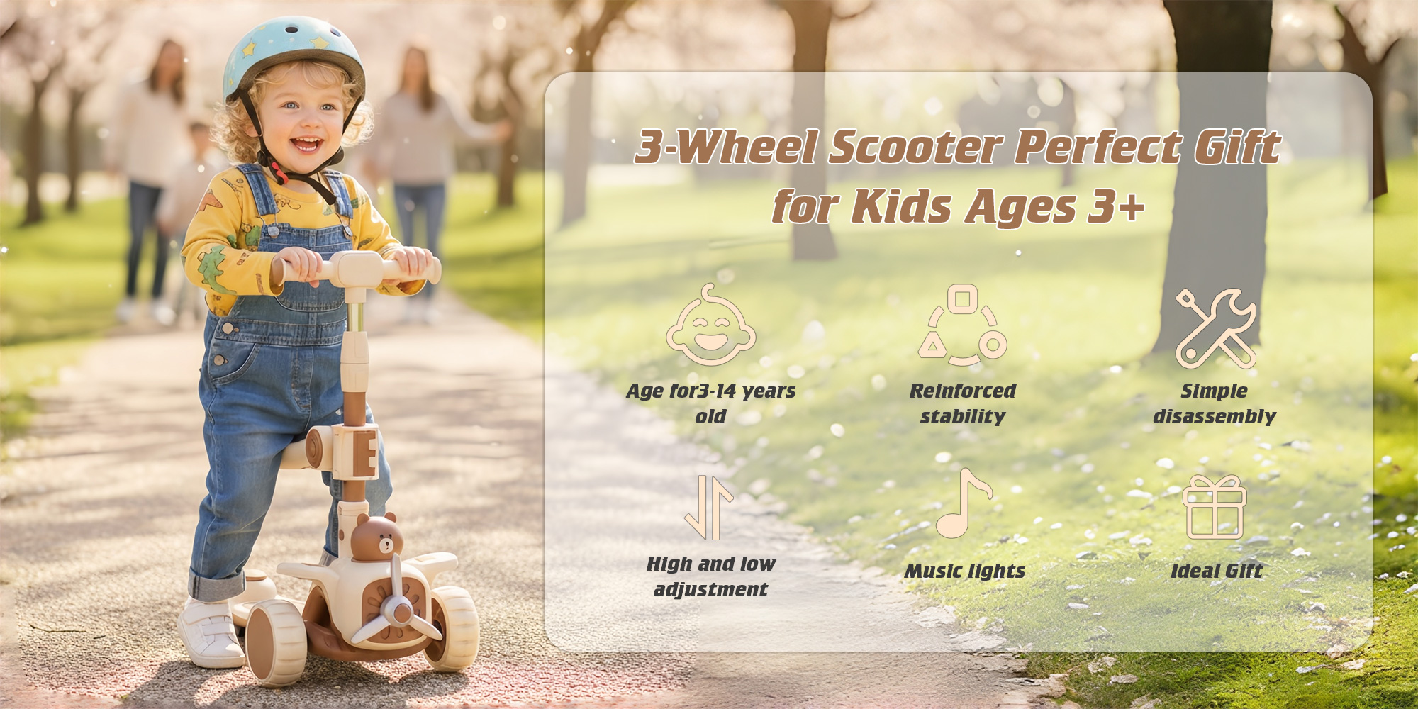 3-in-1 Kick Scooter for Kids, Foldable and Adjustable, with Gravity Steering and LED Flashing Wheels, for 1-6 Years Boys and Girls Indoor Outdoor