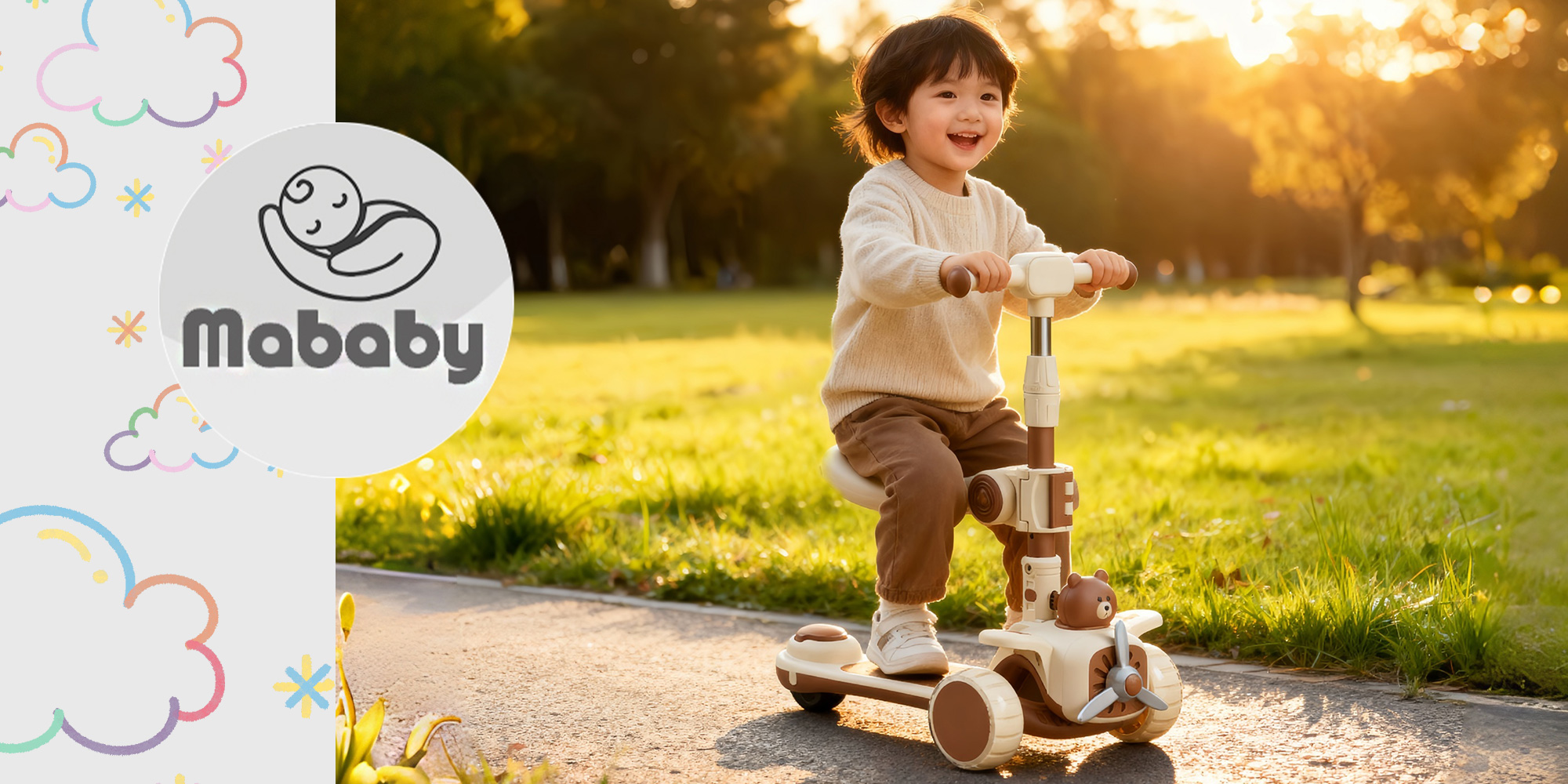 3-in-1 Kick Scooter for Kids, Foldable and Adjustable, with Gravity Steering and LED Flashing Wheels, for 1-6 Years Boys and Girls Indoor Outdoor