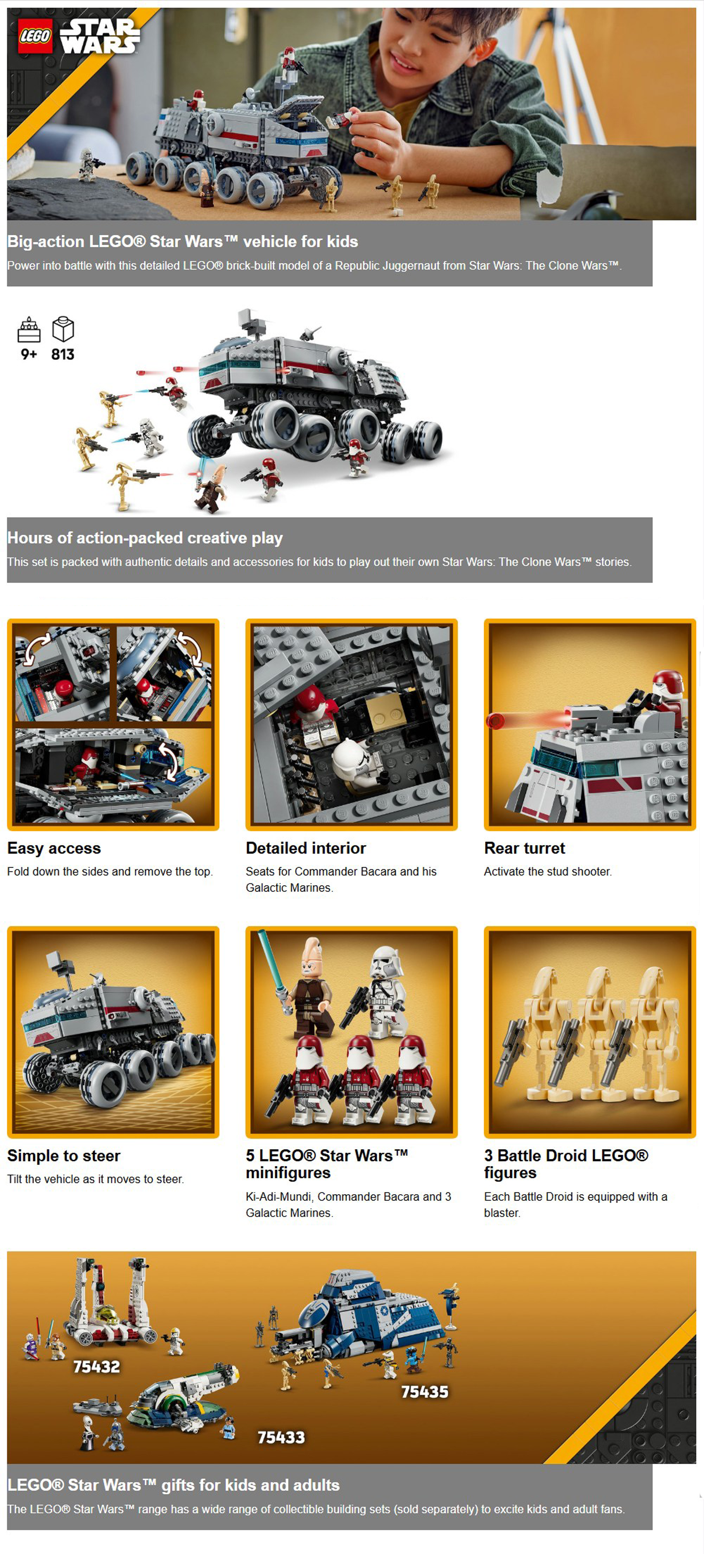 Star Wars TM Republic Juggernaut 75413 (813) Pieces