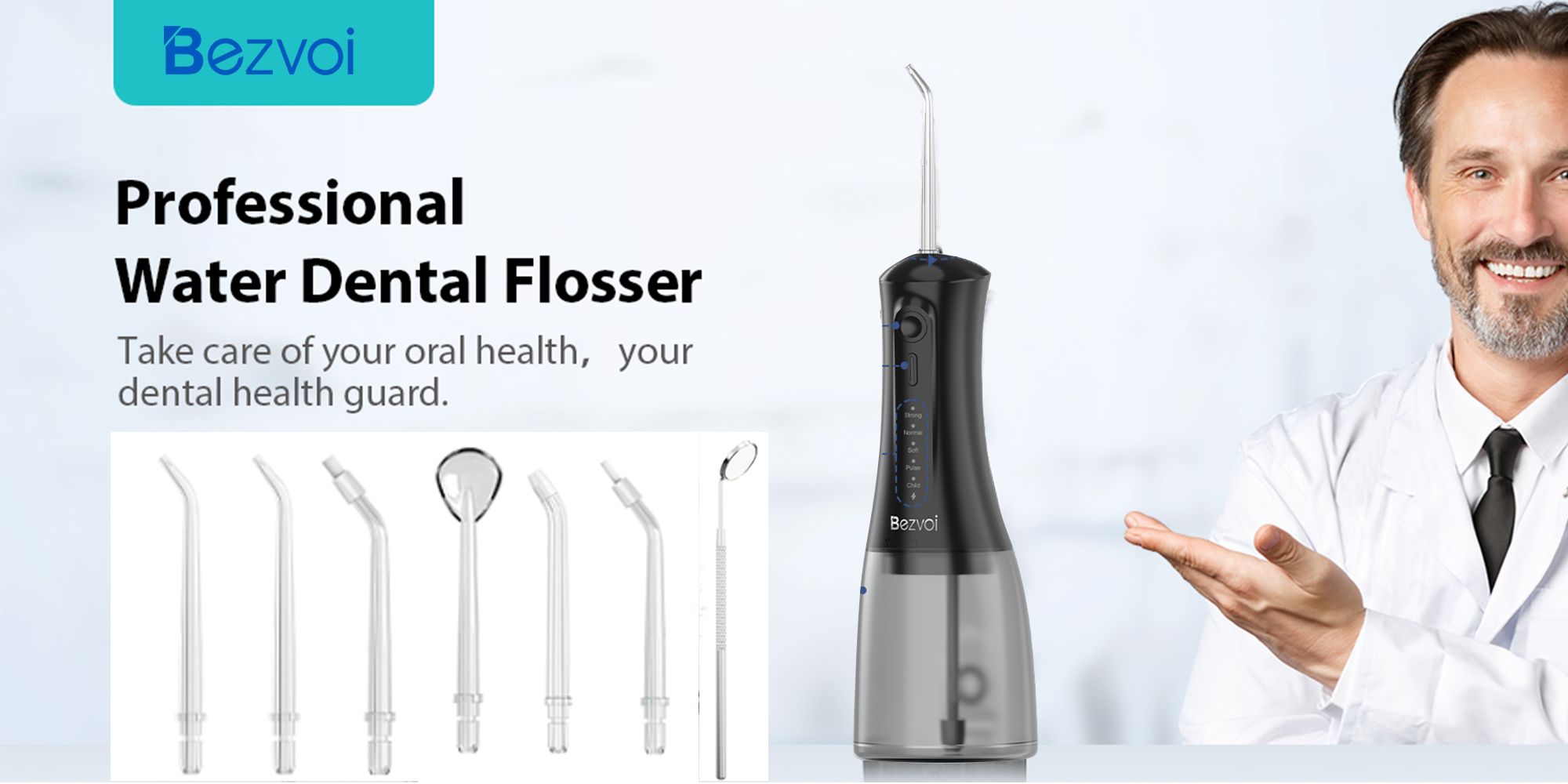 Portable Water Flosser – Cordless, 5 Modes, 300ML, IPX7 Waterproof, Rechargeable Oral Irrigator with 6 Tips for Teeth Cleaning