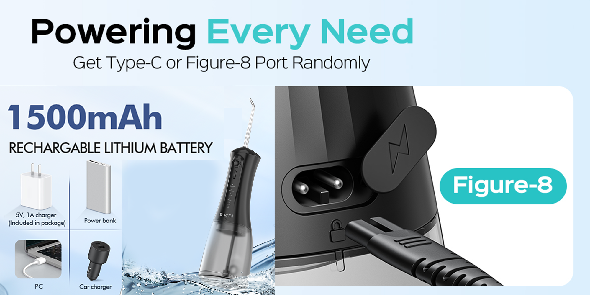 Portable Water Flosser – Cordless, 5 Modes, 300ML, IPX7 Waterproof, Rechargeable Oral Irrigator with 6 Tips for Teeth Cleaning