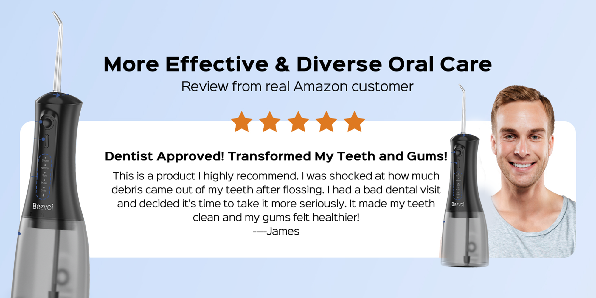 Portable Water Flosser – Cordless, 5 Modes, 300ML, IPX7 Waterproof, Rechargeable Oral Irrigator with 6 Tips for Teeth Cleaning