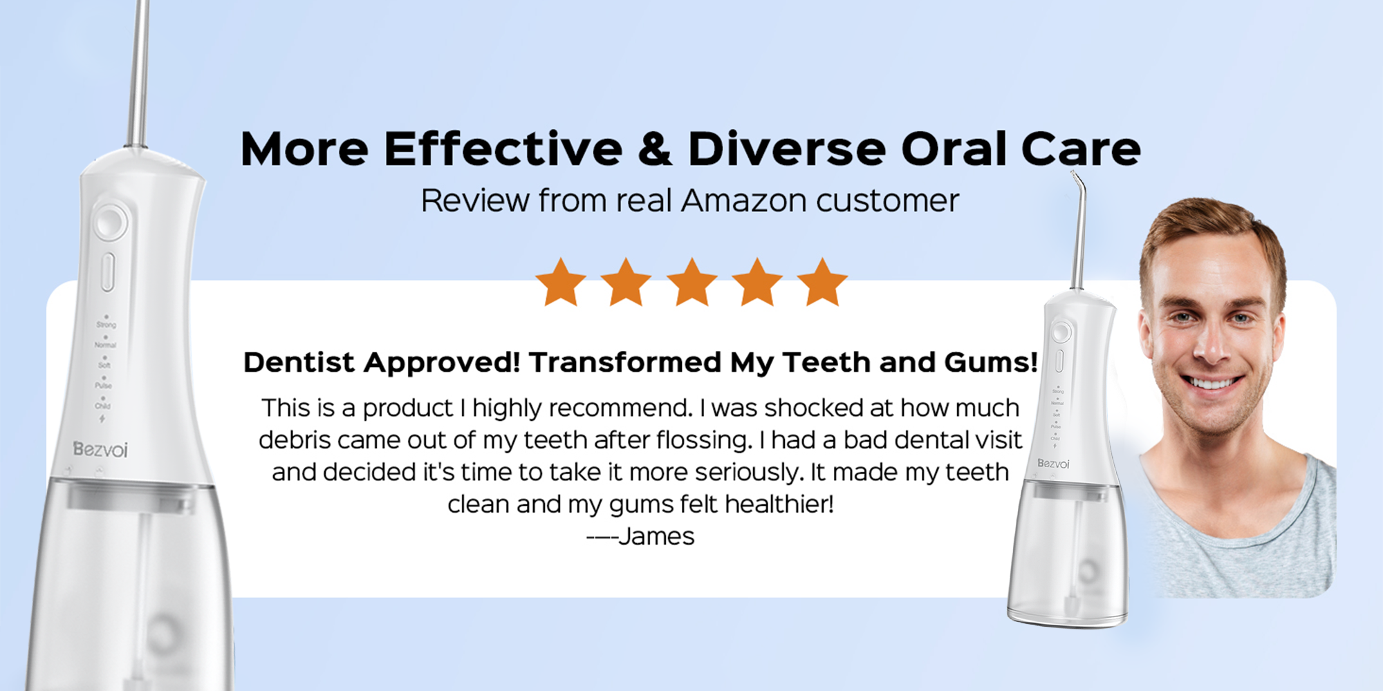 Portable Water Flosser – Cordless, 5 Modes, 300ML, IPX7 Waterproof, Rechargeable Oral Irrigator with 6 Tips for Teeth Cleaning