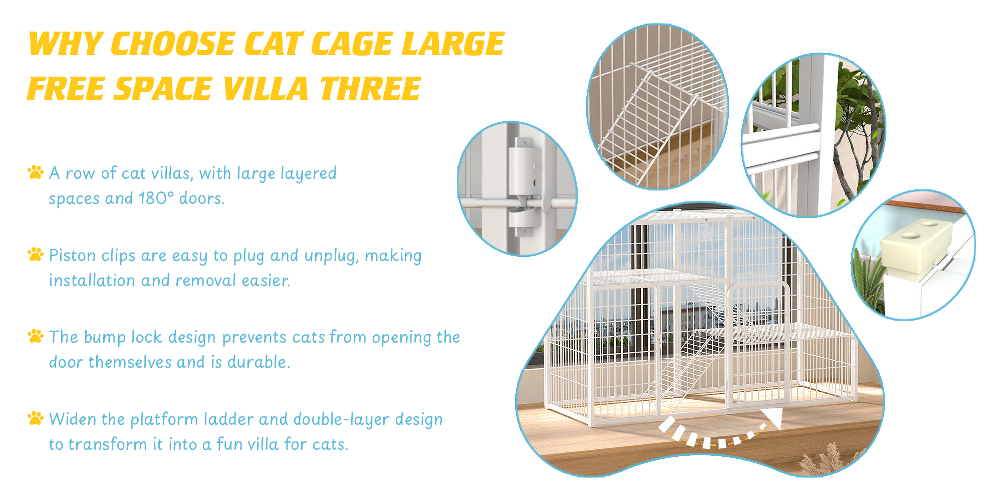 Cat Cage Extra Large Free Space Cat Cage Villa Triple Household Cat House Cat Cabinet Cat Nest Cat Climbing Shelf